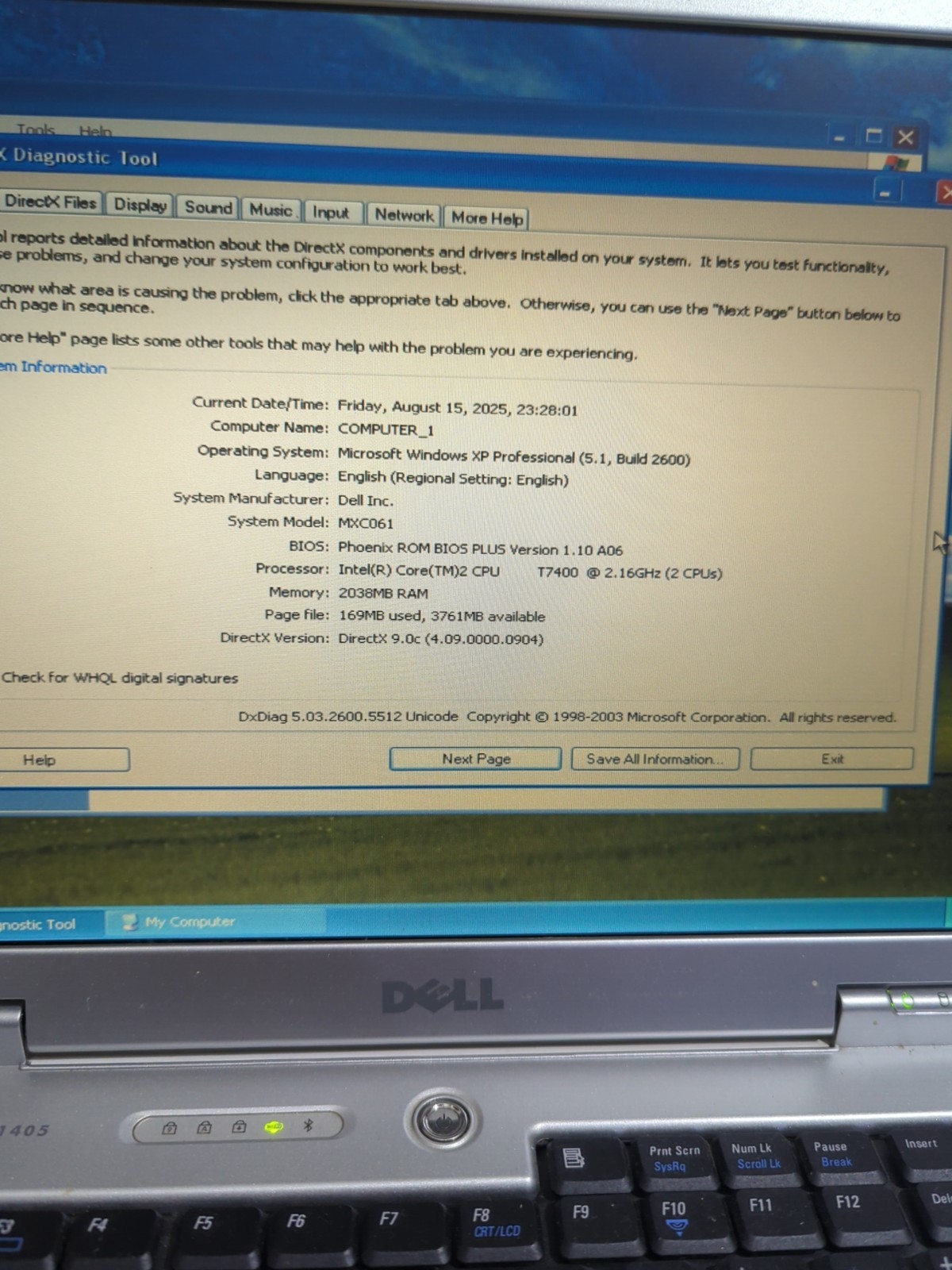 Dell Inspiron E1405 Laptop (xp-c2d-2gb Ram-80gb SSD – Dvd-rw – Wi-Fi)