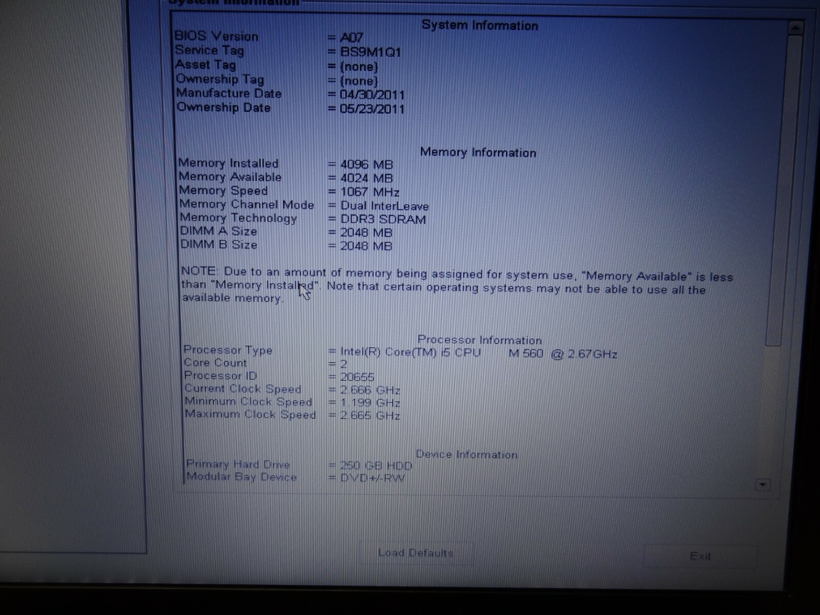 Dell Latitude E6410 Intel Core i5 M560 2.67GHz, 4GB RAM, 250GB HDD, No OS #149