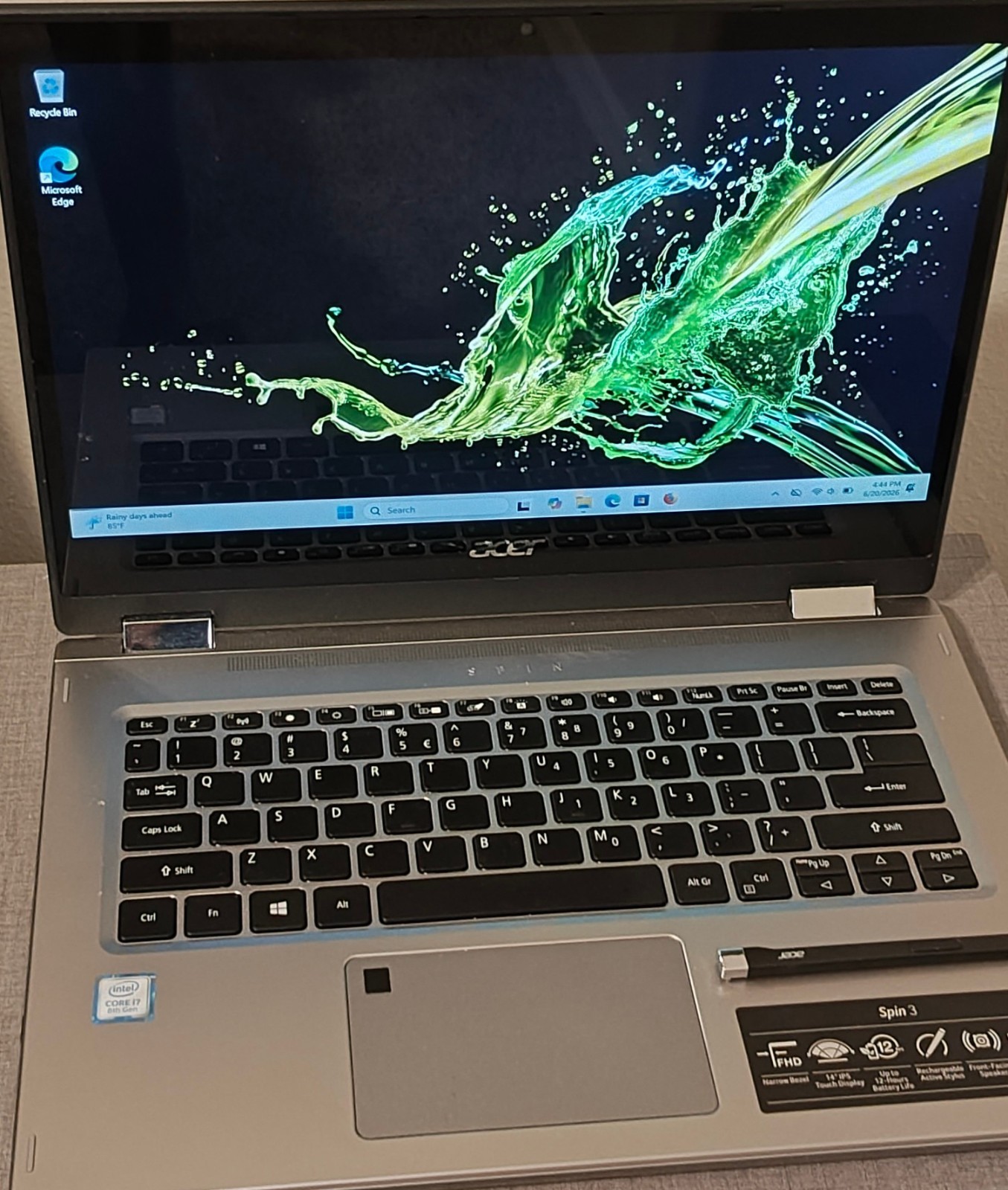 Acer Spin 3 SP314-53N-77AJ 14″ i7-8565U 1.99GHz 16GB RAM 512GB SSD