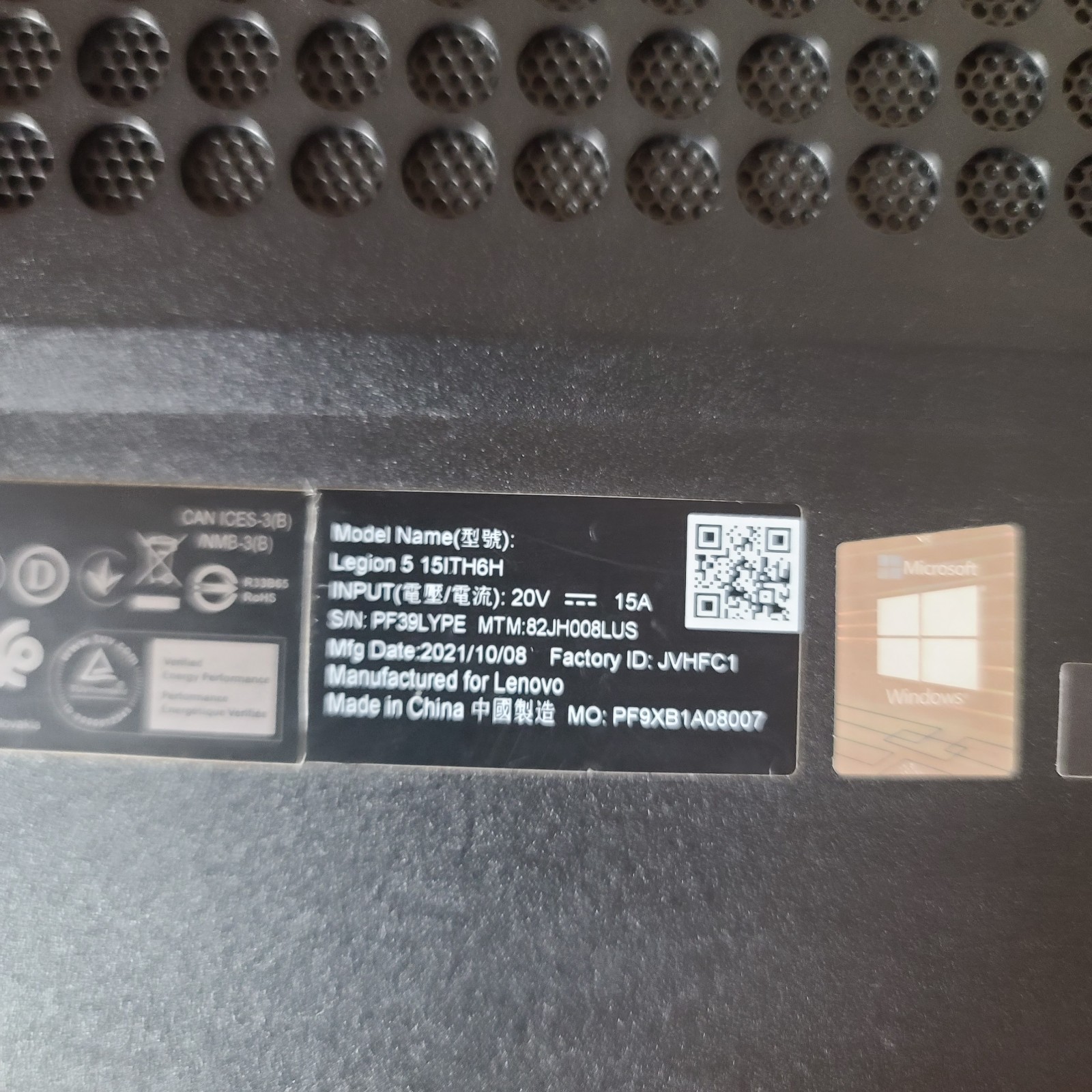 LEGION 5 15ITH6H GAMING LAPTOP CORE i7-11800H 16GB RAM RTX 3070