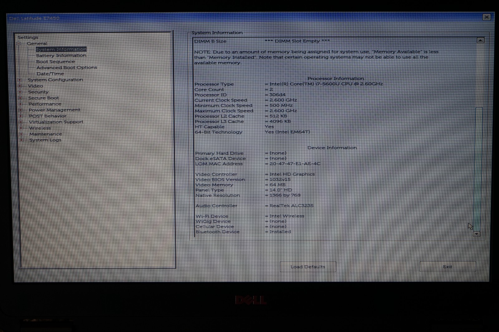 ^ Dell Latitude E7450 14″ Intel i7-5600U @ 2.60GHz 4GB Ram No HD #C1665