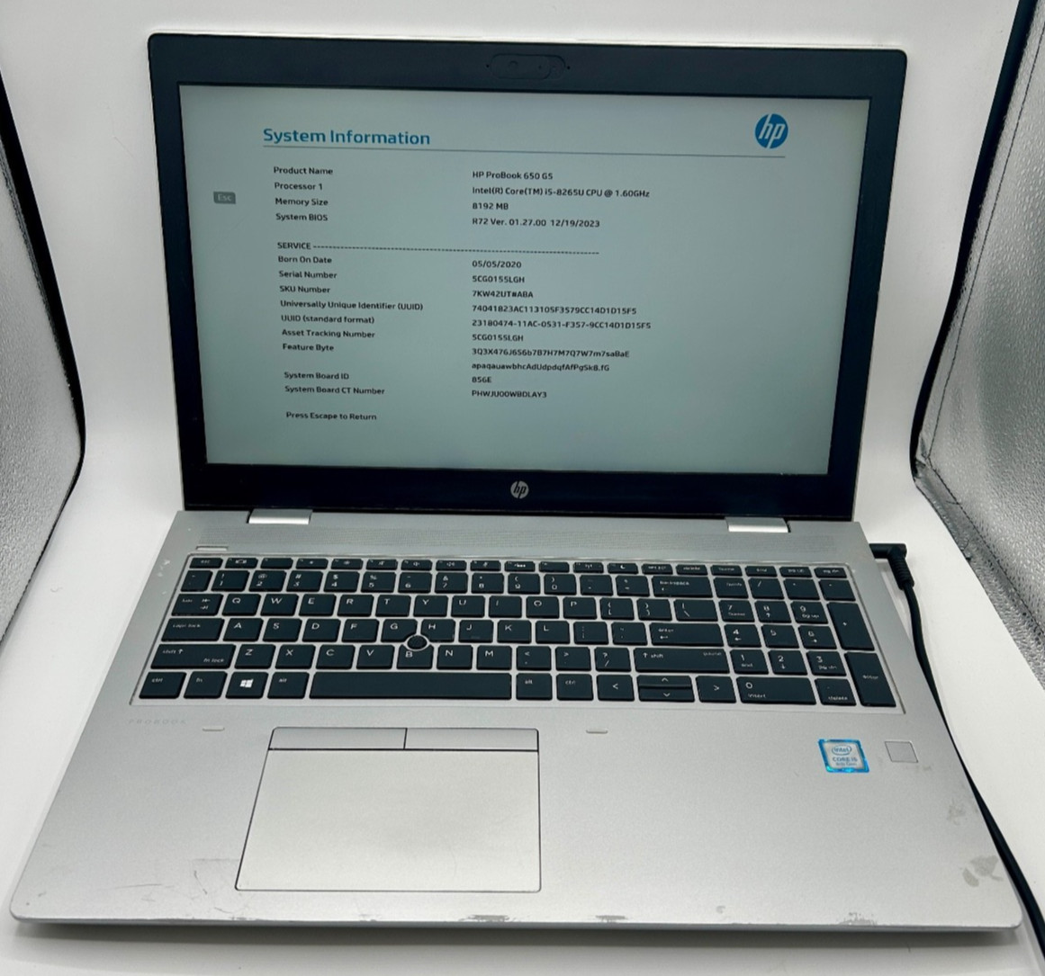 HP ProBook 650 G5 15.6″ Laptop i5-8265U 8GB RAM No HDD/SSD