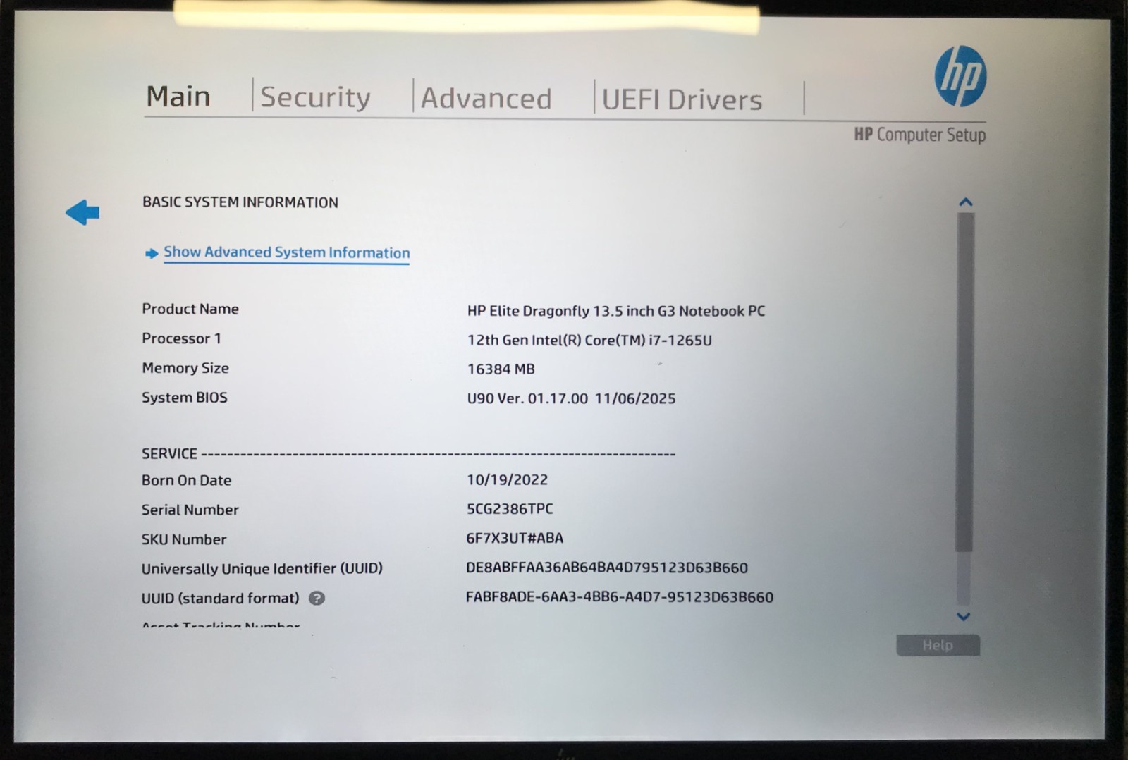 HP Elite Dragonfly G3 13.5″ Touch Laptop i7-1265U 16GB RAM 256GB NVMe, As Is