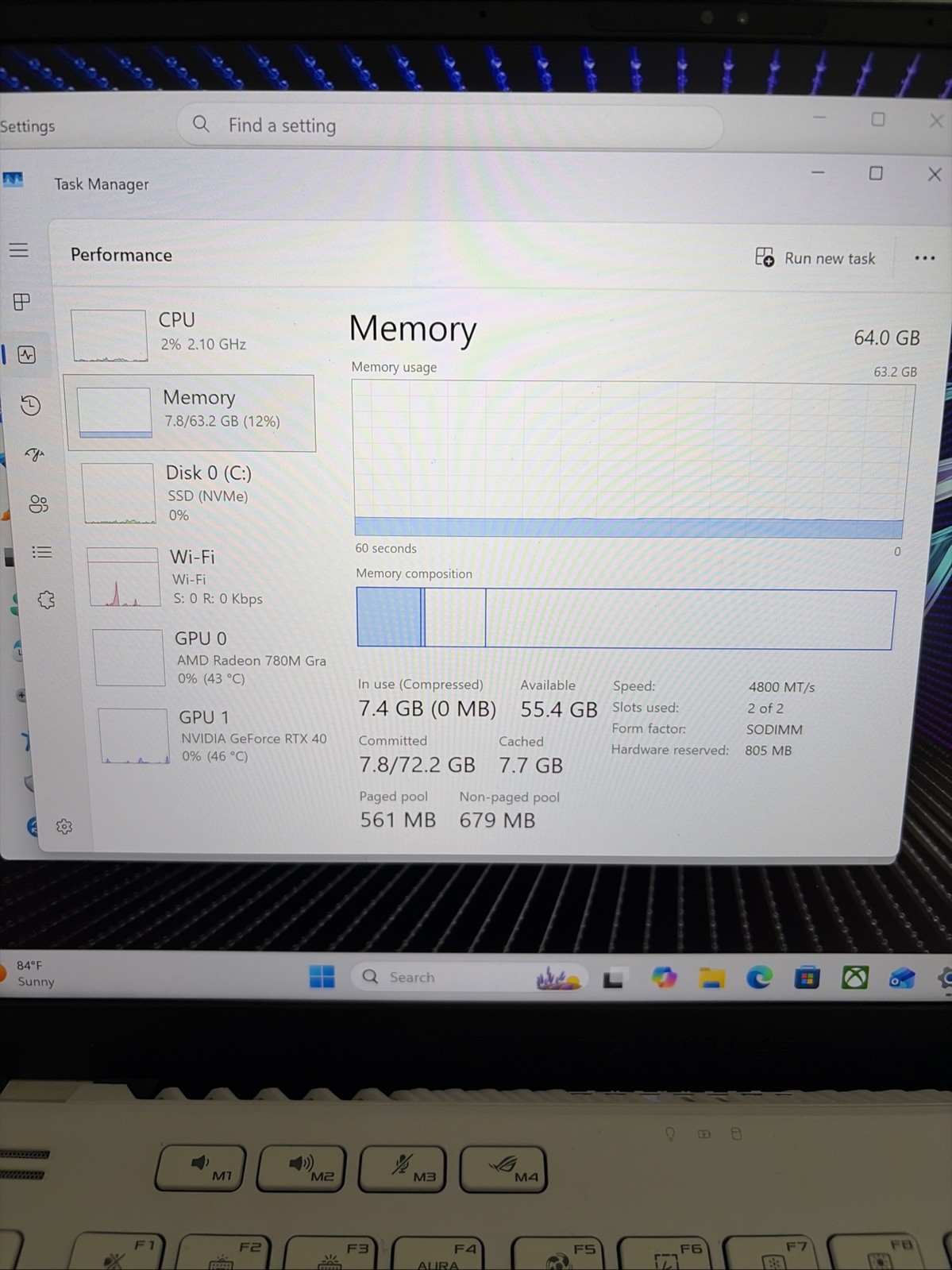 asus rog zephyrus g14 2024 4060 Ryzen 9 7940HS 64gb Ram Crucial Ddr5 512gb SSD