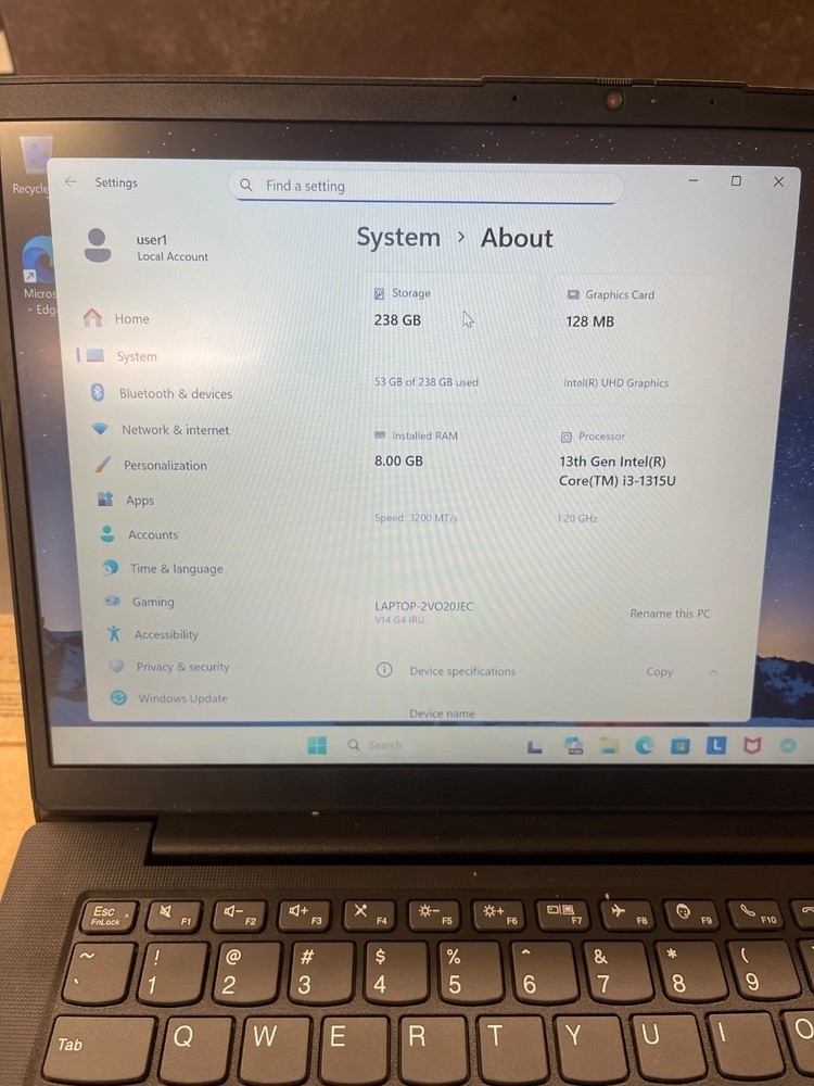 Lenovo V14 GU IRU 256GB 13 GEN I3-1315U 8GB RAM WITH CHARGER
