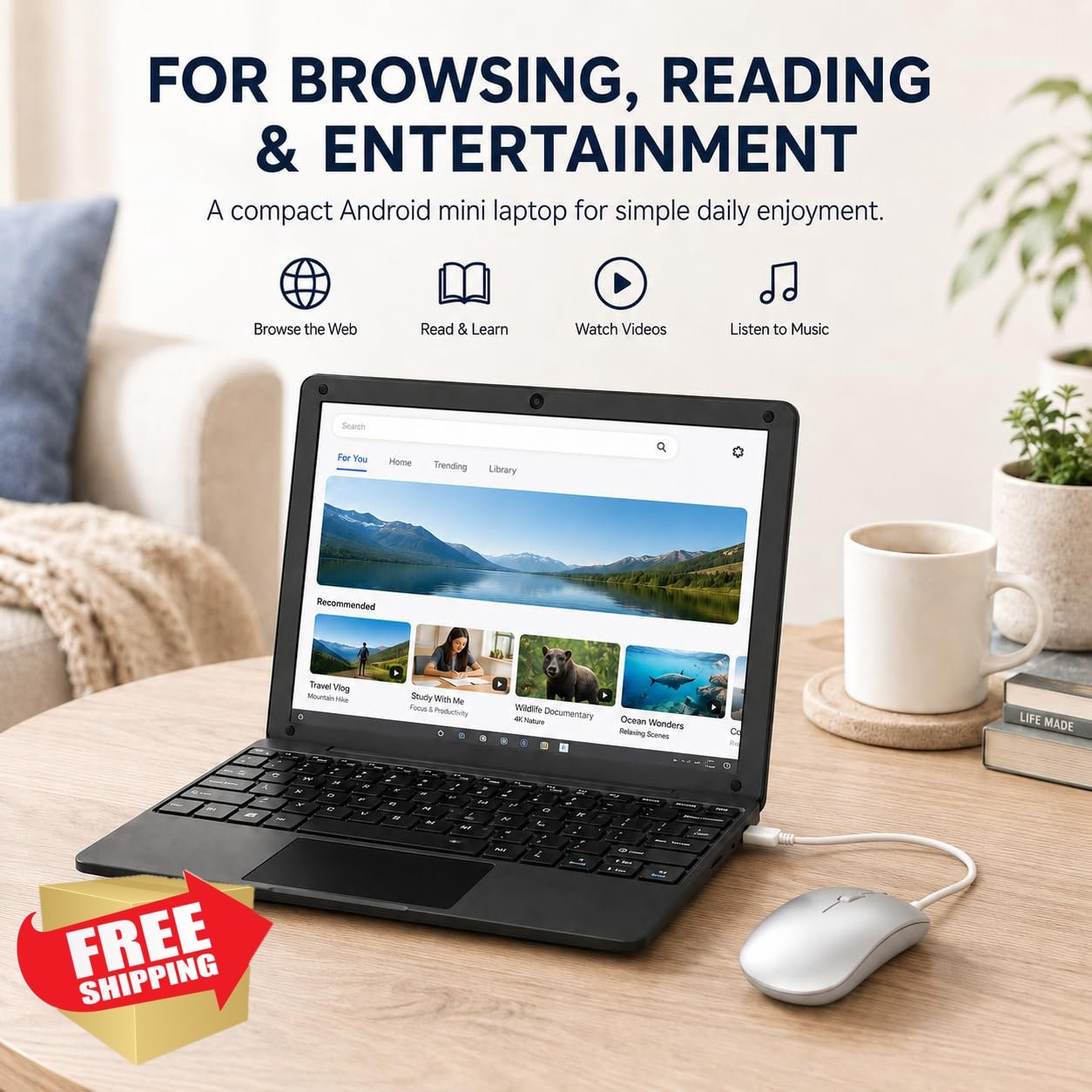 Fwmntu 10.1″ Android 13 Laptop Black