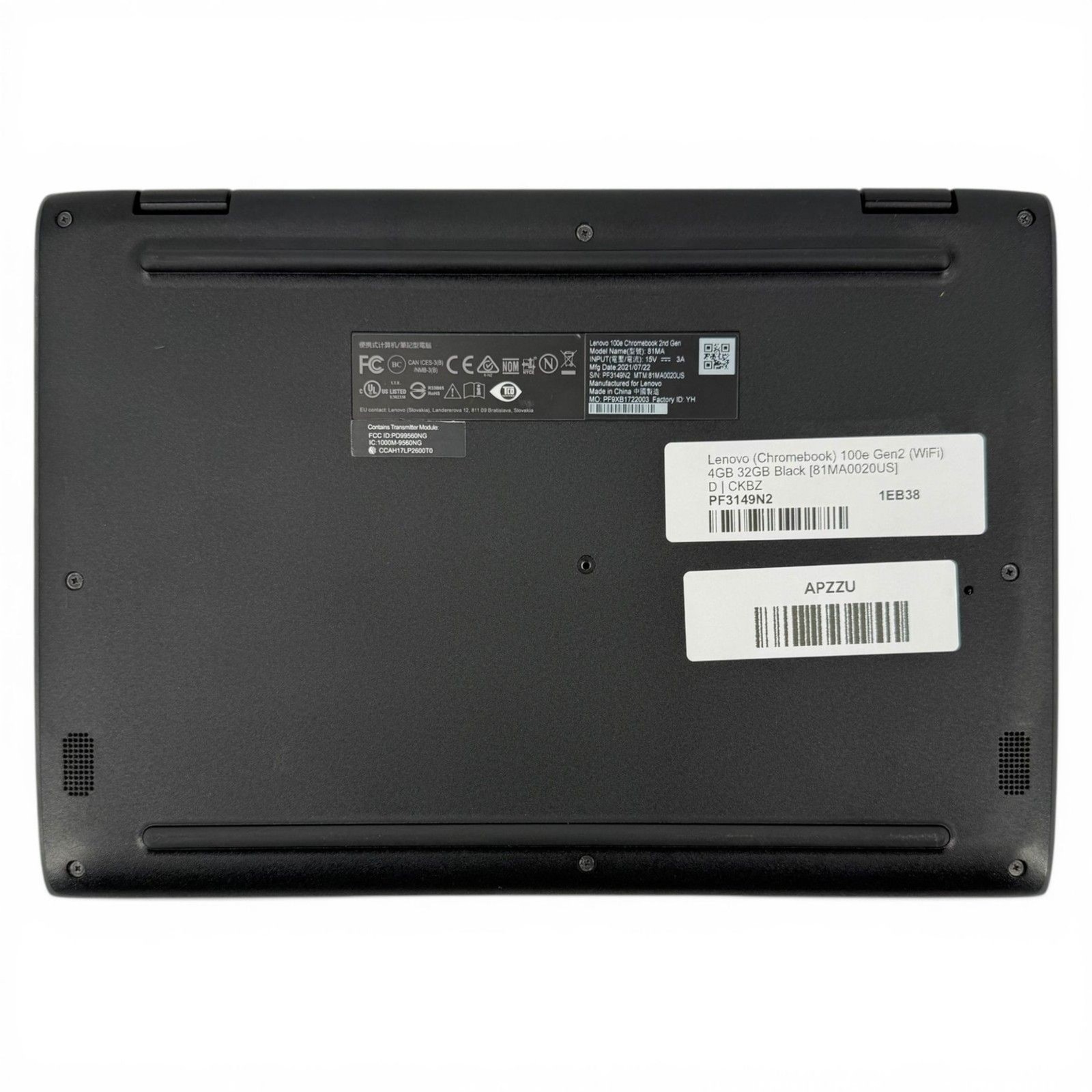 Lenovo Chromebook 100e Gen 2 WIFI 4GB RAM 32GB HD Black [81MA0020US]