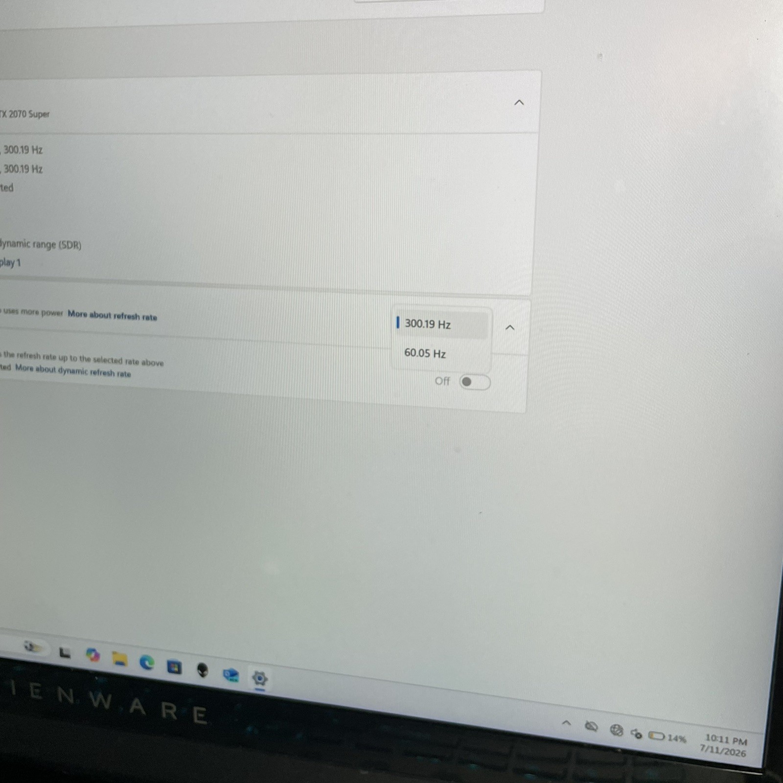Alienware m17 R3 Gaming Laptop 300Hz RTX 2070 1TB SSD Super 16GB RAM i7-10750H