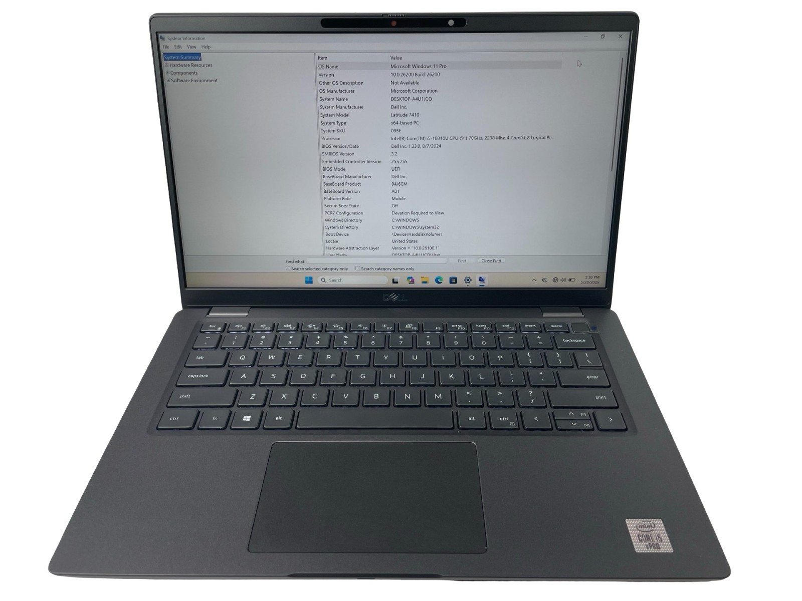 DELL Latitude 7410 Intel i5-10310U@1.7GHz 16GB RAM 256GB NVMe W.11Pr Touchscreen