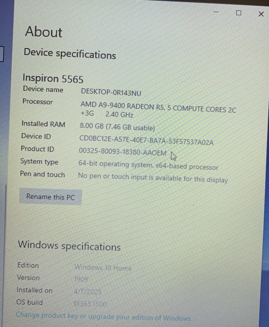 Lot of 2 Dell Inspiron 15 5565 Laptop 15.6″ AMD A9-9400 8GB Ram 1TB HDD W10H