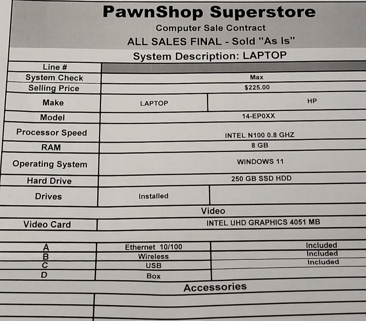 (N92028-1) HP 14- EP0XX Laptop