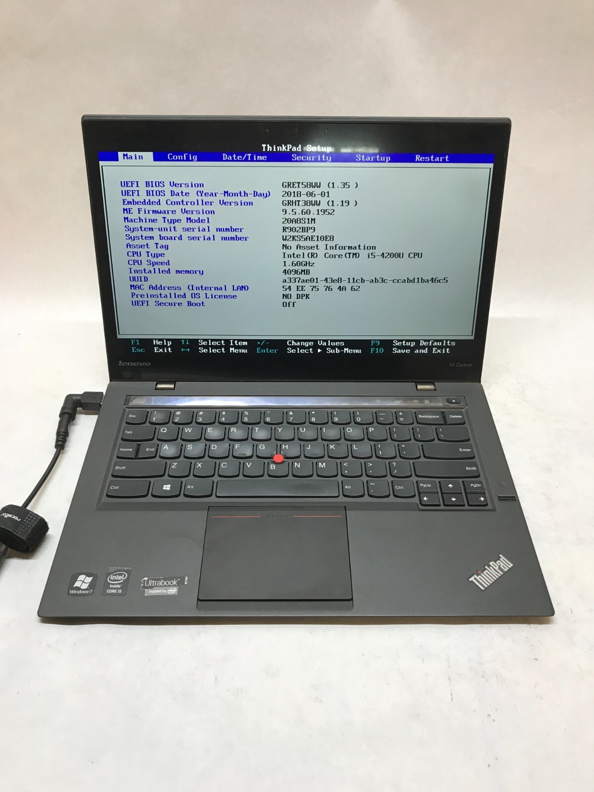 Lenovo ThinkPad X1 Carbon 2nd Gen 14″ Intel Core i5-4200U 4GB RAM NO HDD/OS – DW