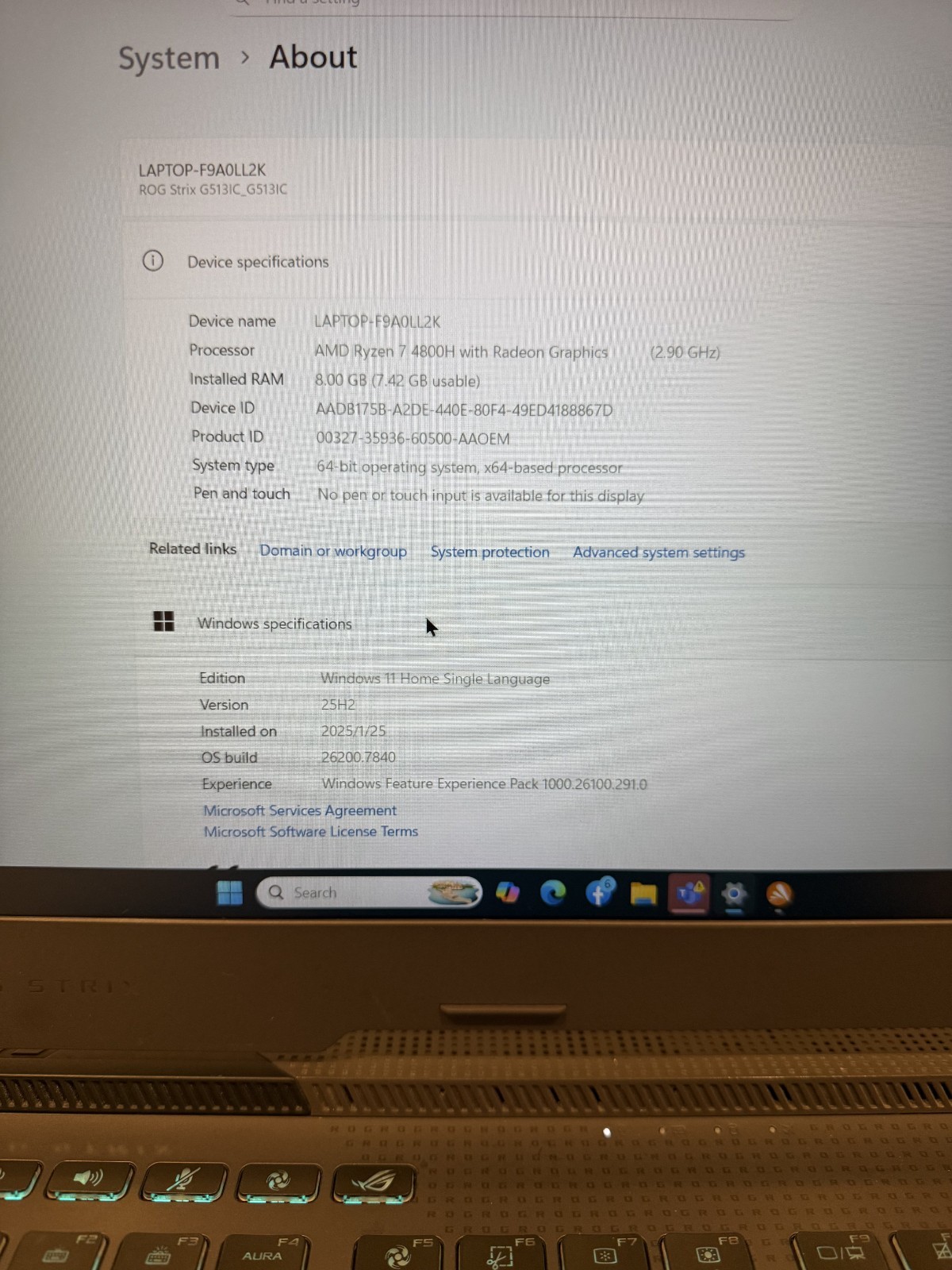 ROG Strix G15 Gaming Laptop, 15.6-Inch, 512GB SSD / 8GB RAM, AMD Ryzen 7 4800H,