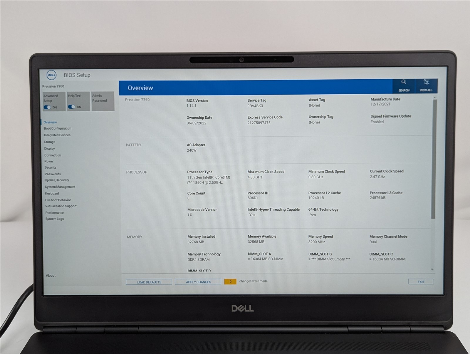 Dell Precision 7760 2021 17.3” i7-11850H 2.5GHz 32GB RAM 512GB SSD RTX A3000