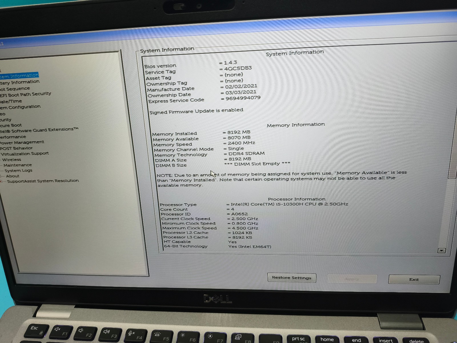 Dell Latitude 5411 14″ FHD Core i5-10300H 2.50GHz 8GB 256GB M.2 SSD Win 11 #35