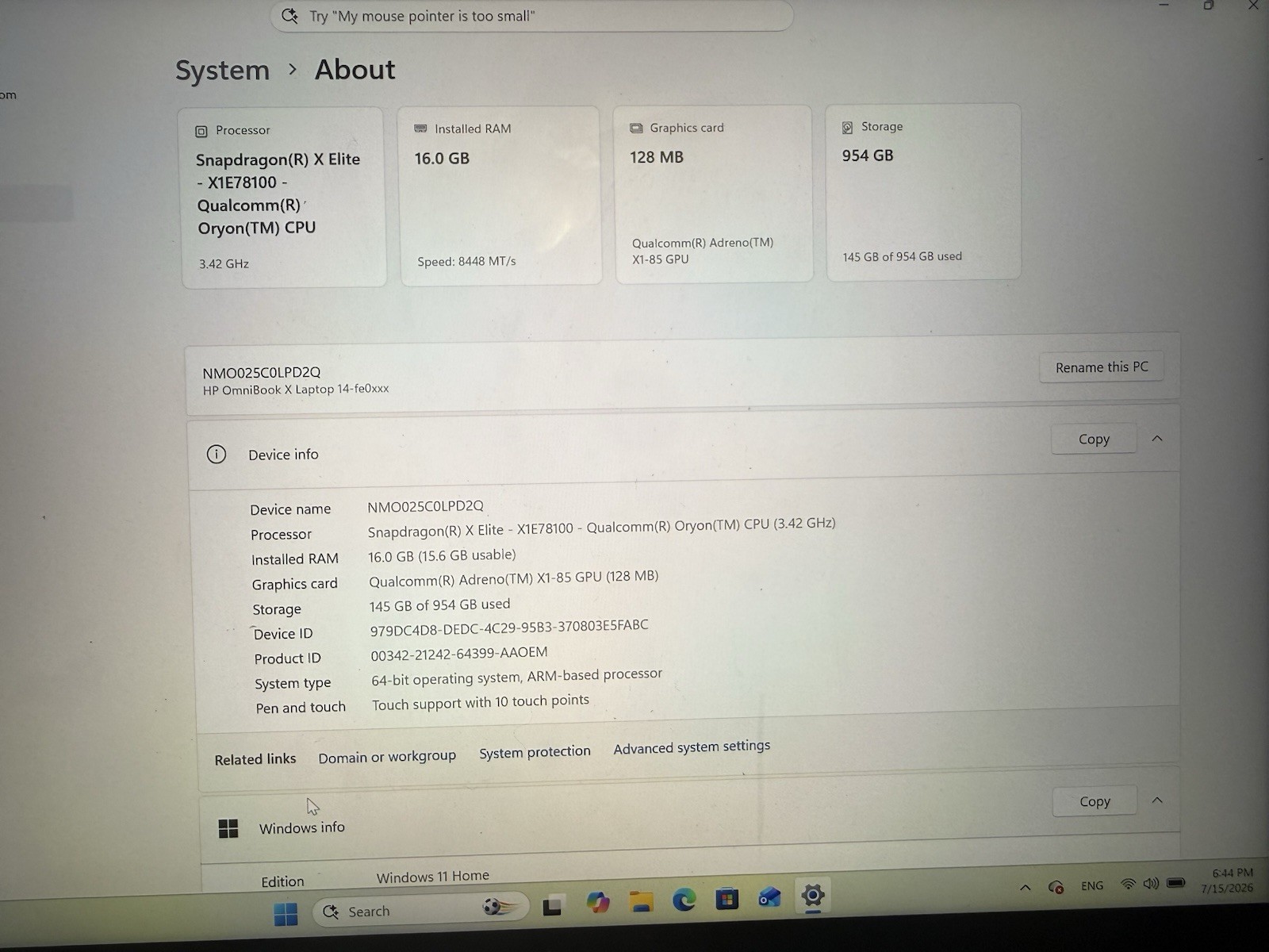 HP OmniBook X 14 Laptop | Snapdragon X Elite | 16GBRAM | 1TB SSD
