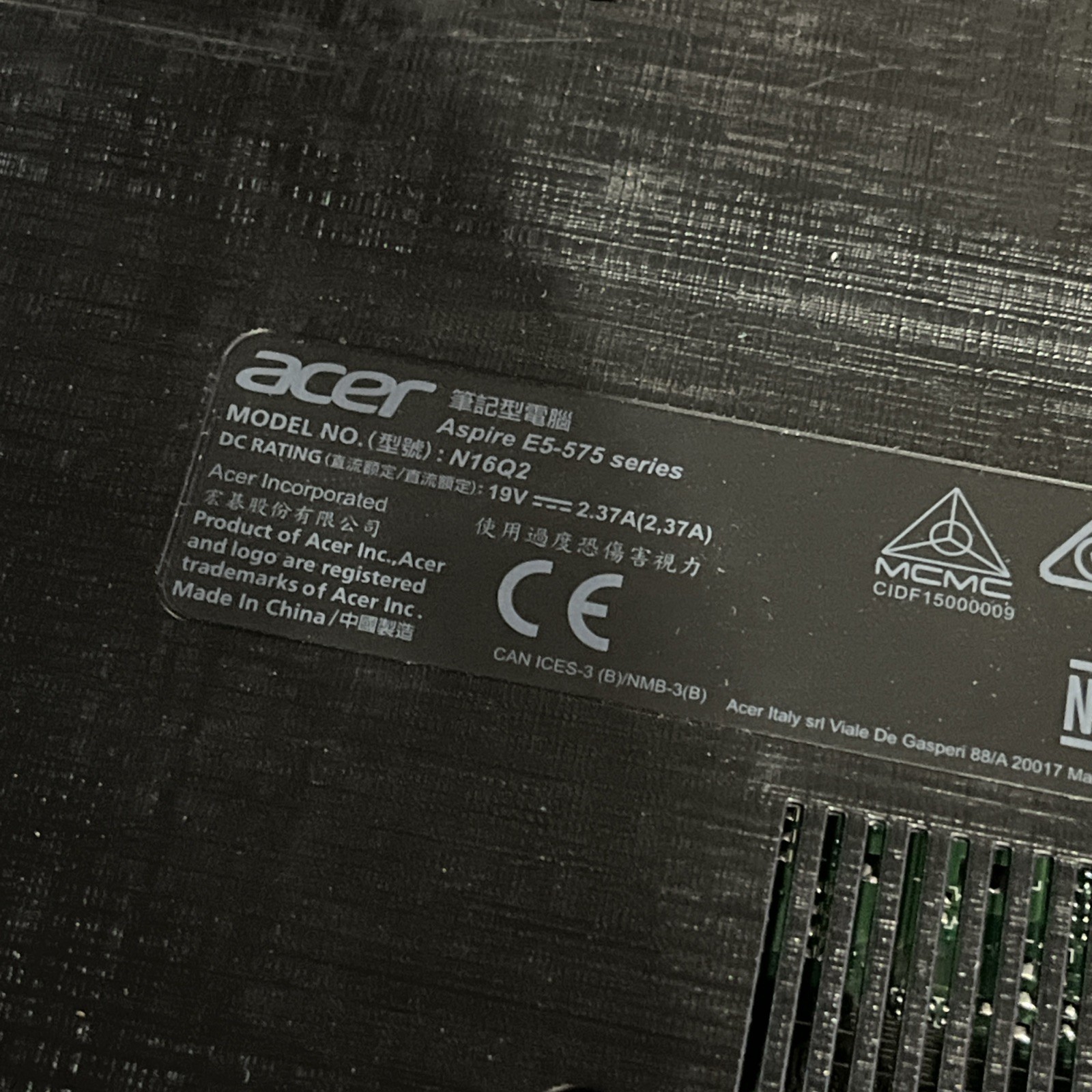ACER ASPIRE E575 SERIES INTEL CORE I3 7TH GEN 8GB RAM NO HD