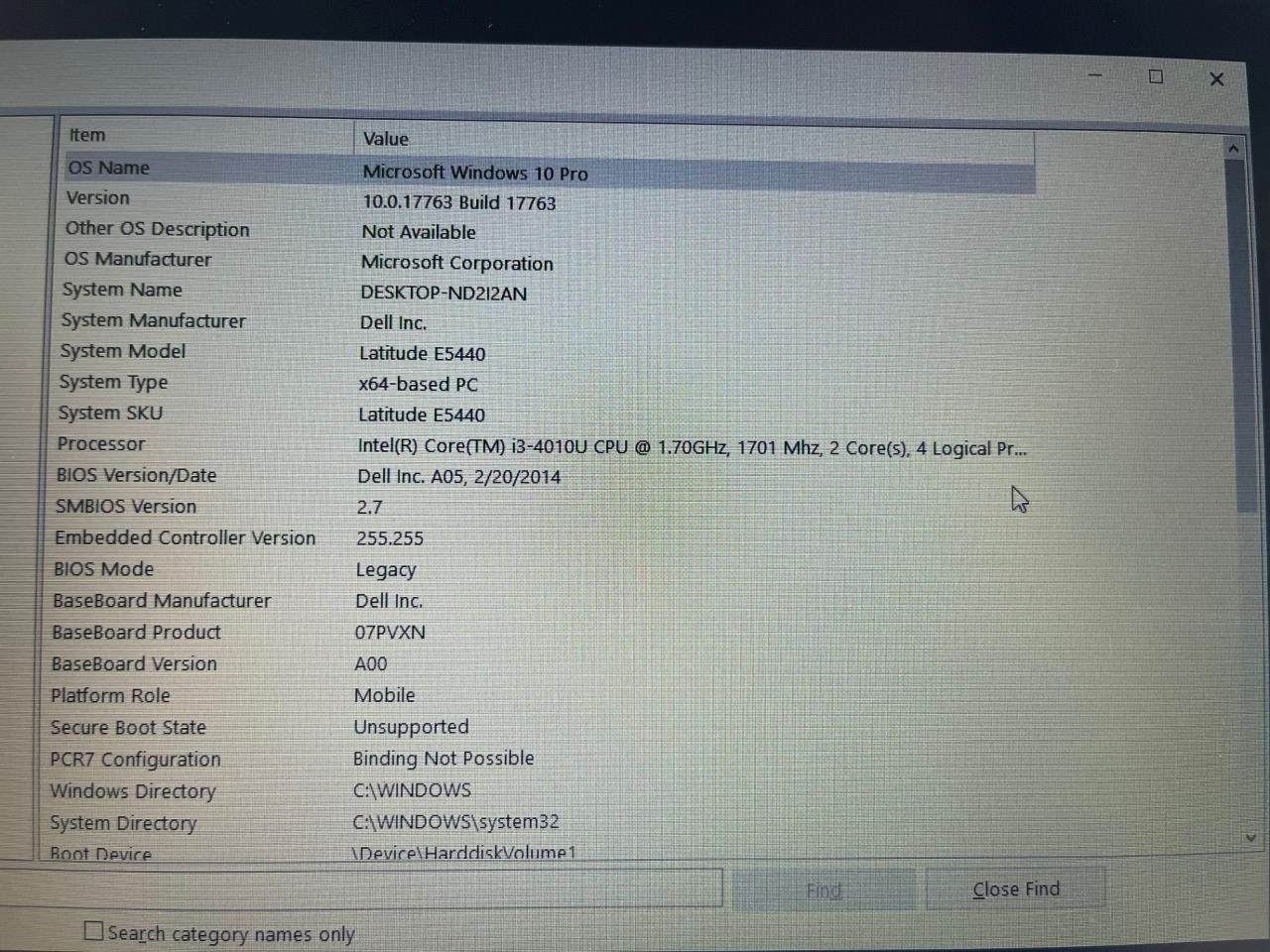Dell Latitude E5440 Intel(R) Core(TM) i3-4010U CPU 4gb 256gb
