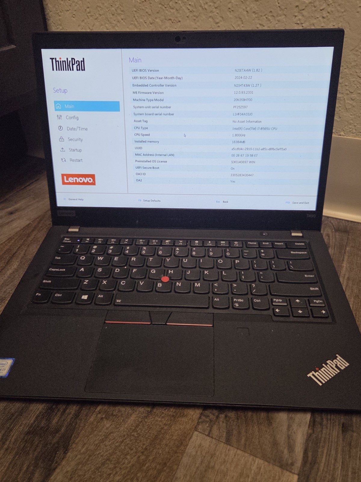 Lenovo ThinkPad T490 Laptop 14-inch Core i7 8th Gen, 16gb Ram, NO SSD