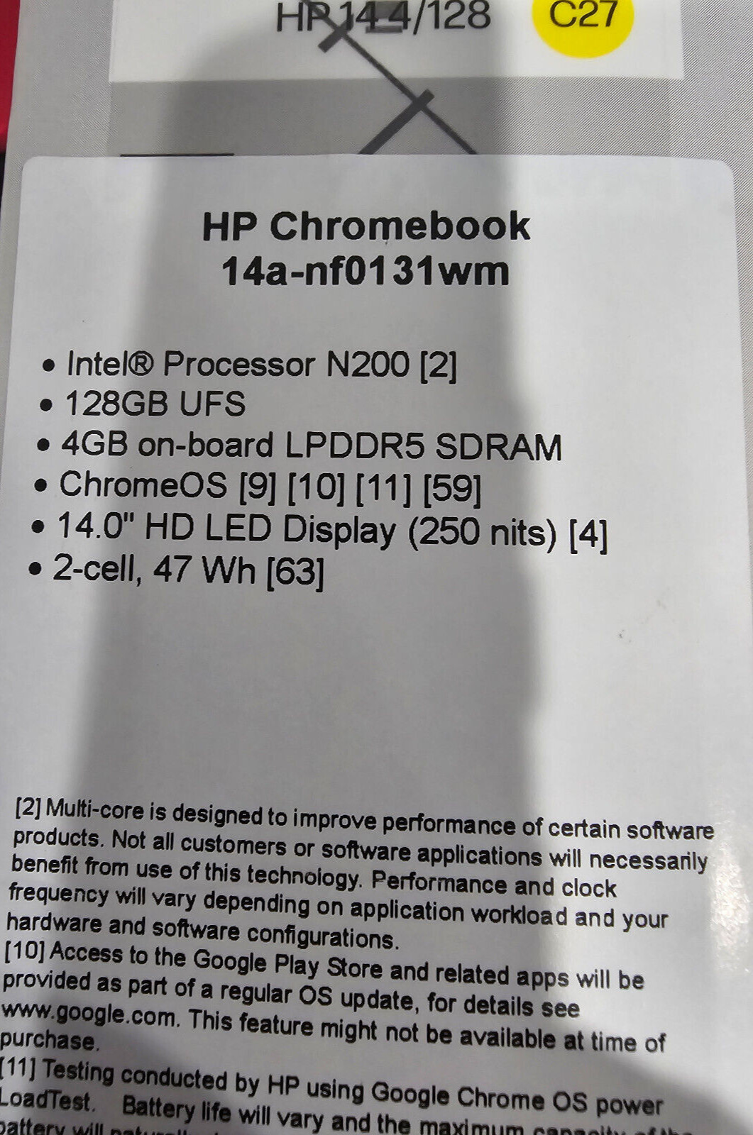 HP 14a-nf0131wm Chromebook 14″ Laptop, Intel Processor N200, 4GB, 128GB