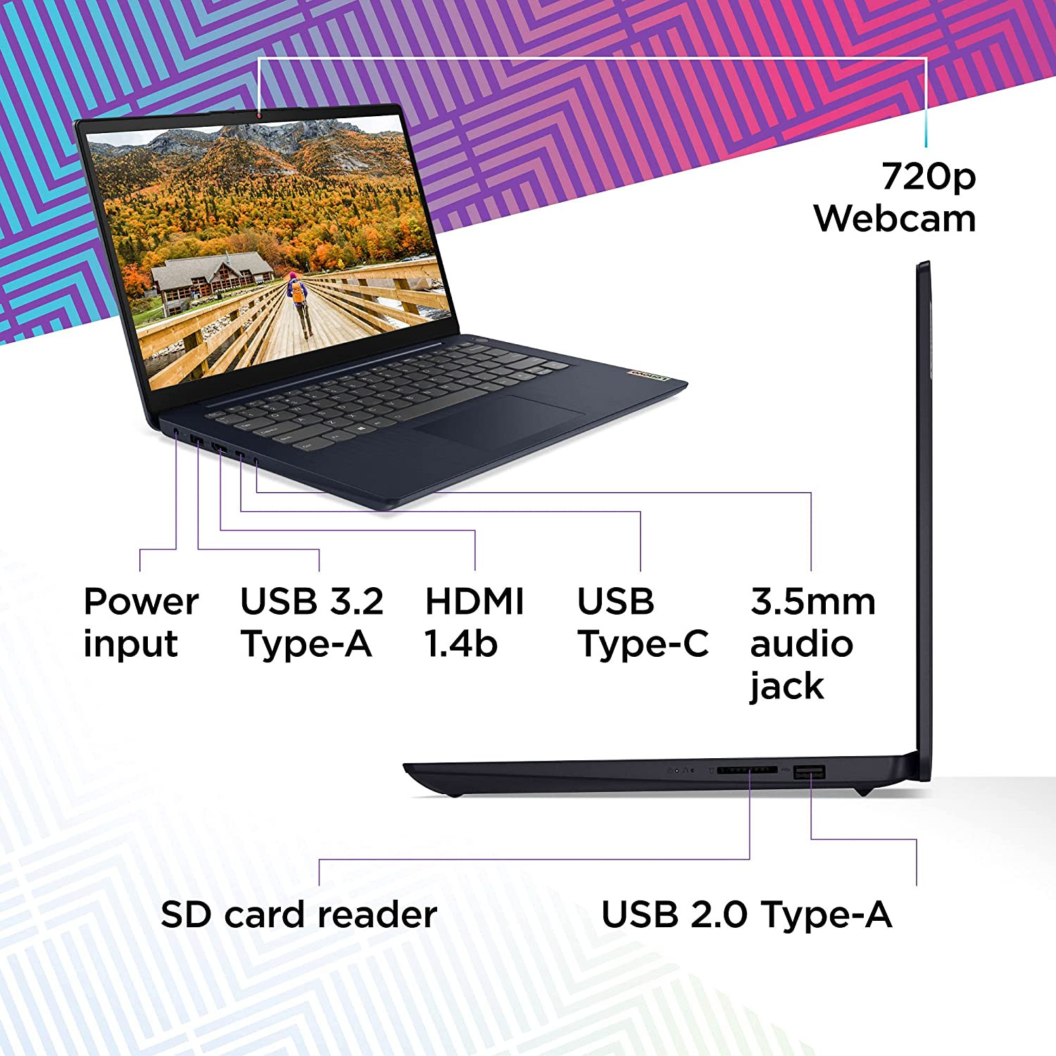 Ideapad 3 Laptop, 14.0″ FHD Display, AMD Ryzen 5 5500U, 8GB RAM, 256GB Storage,