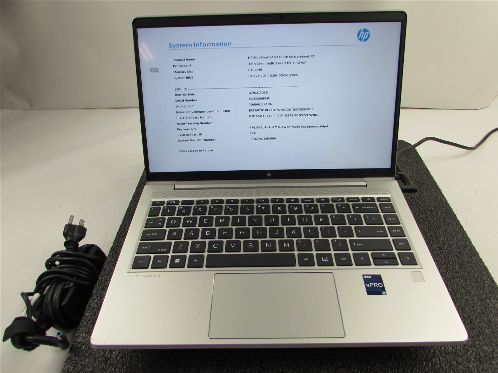 HP ELITEBOOK 640 (G9) 1920X1080 FHD TOUCHSCREEN I7-1270P NO SSD 8GB RAM NO O.S