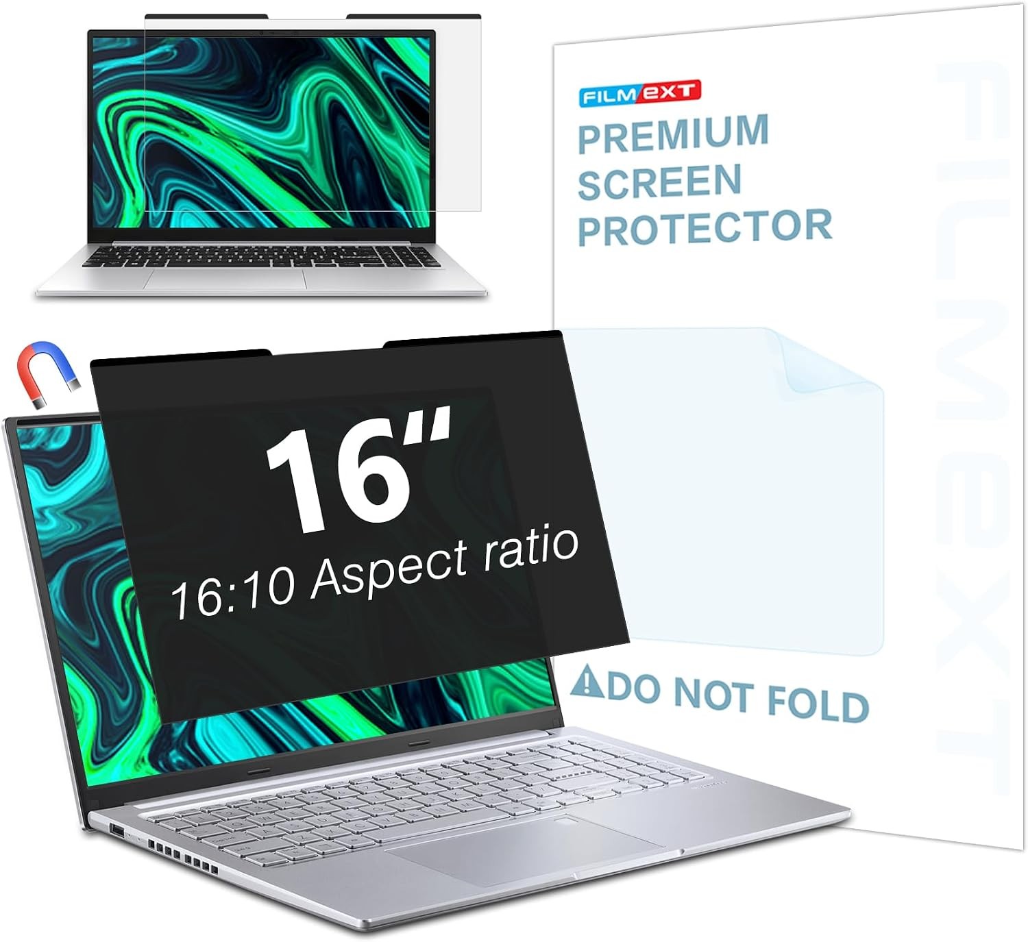 Magnetic Laptop privacy screen 16 inch for 16:10 Widedisplay, Removable Shield