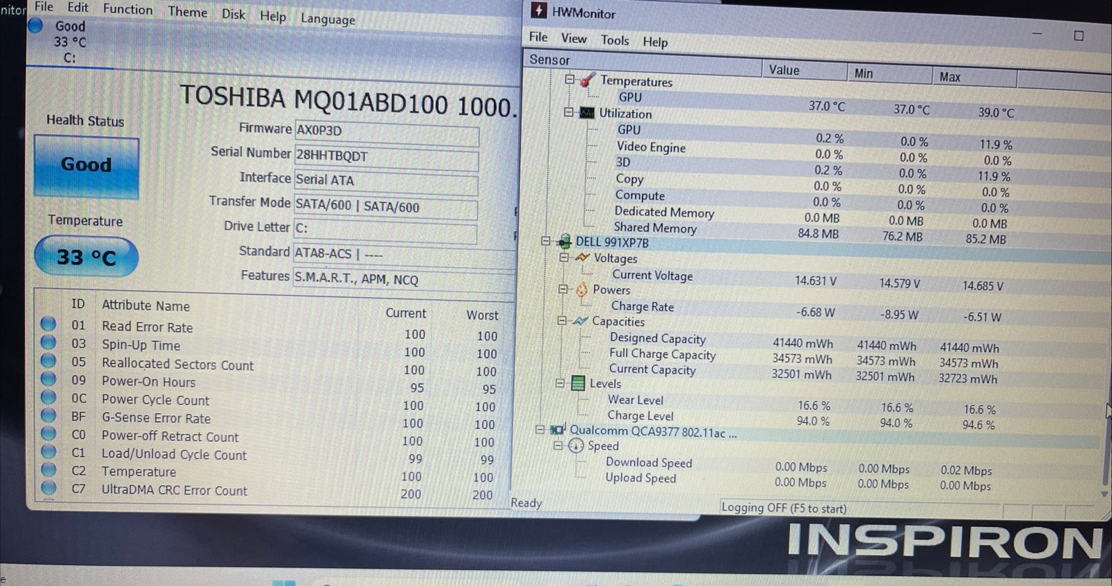 Dell Inspiron 15 3567 Laptop i3-7100U 2.4GHz 8GB 1TB HD DVDRW Win 11 15.6″