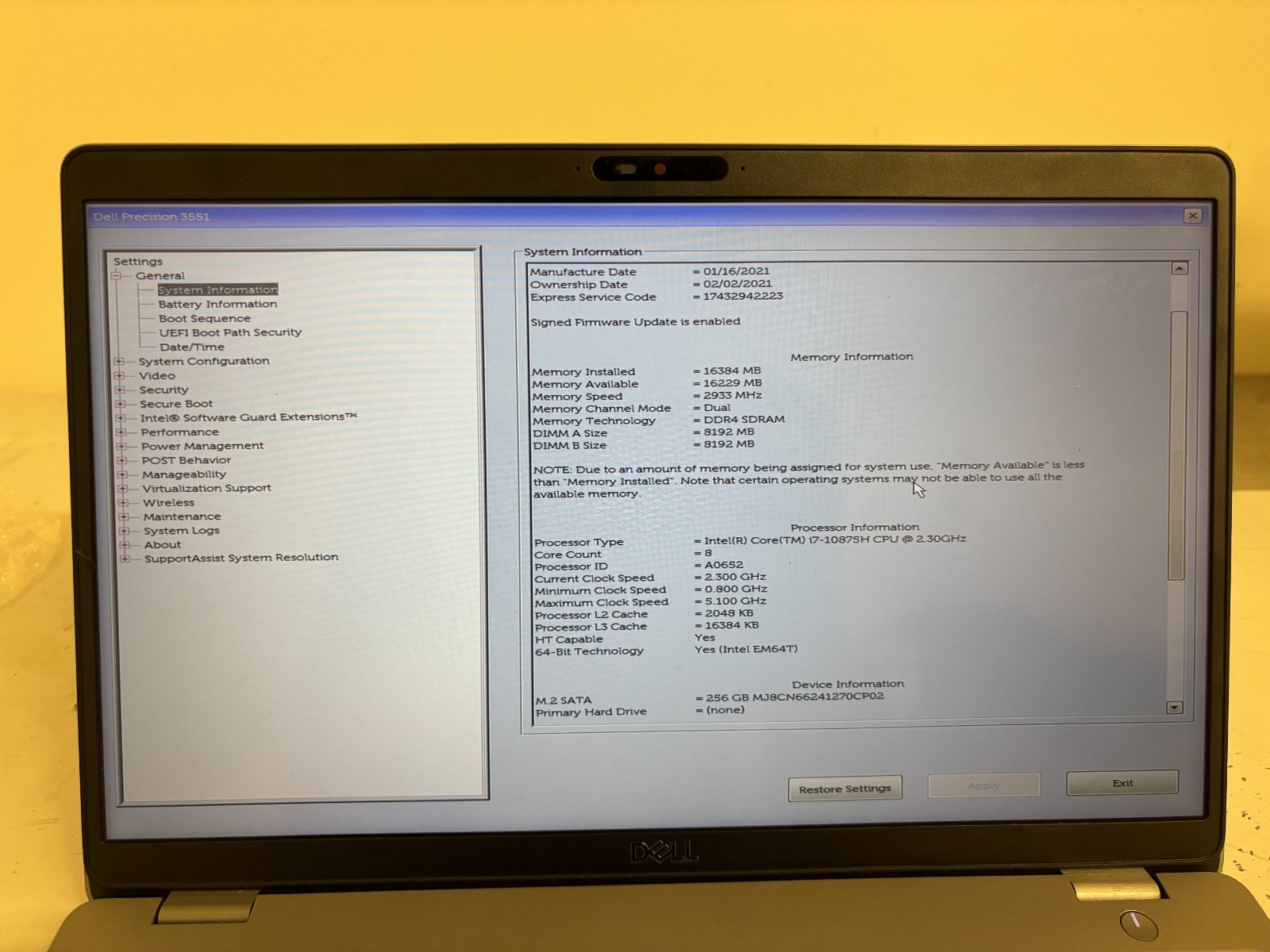 Dell Precision 3551