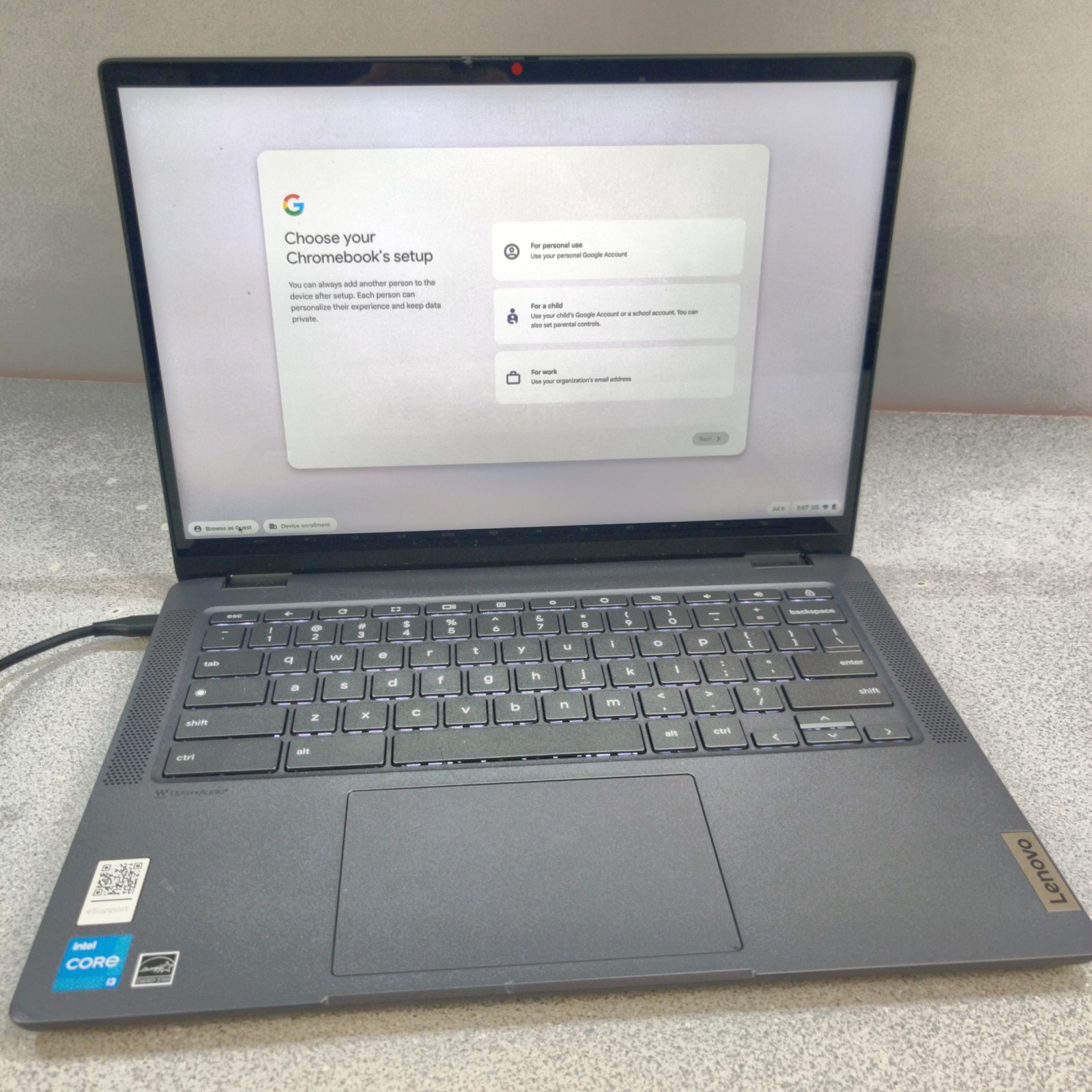 Lenovo Flex 5 2-in-1 Chromebook Plus 14″ Touch i3-1315U 8GB 128GB NO ADAPTER