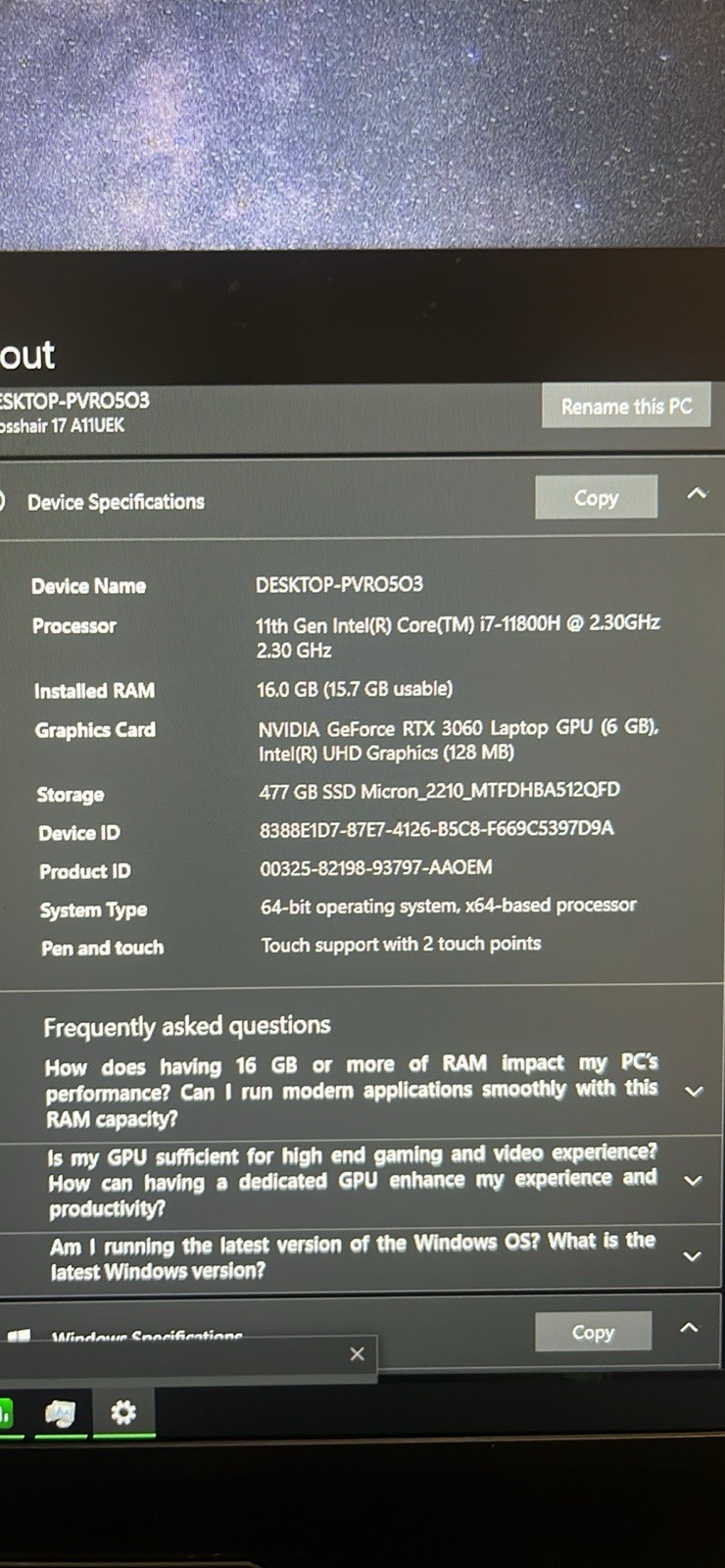 MSI Crosshair 17 – i7-11800H – 16GB RAM – RTX 3060 – 1TB SSD (SSD UPGRADED)