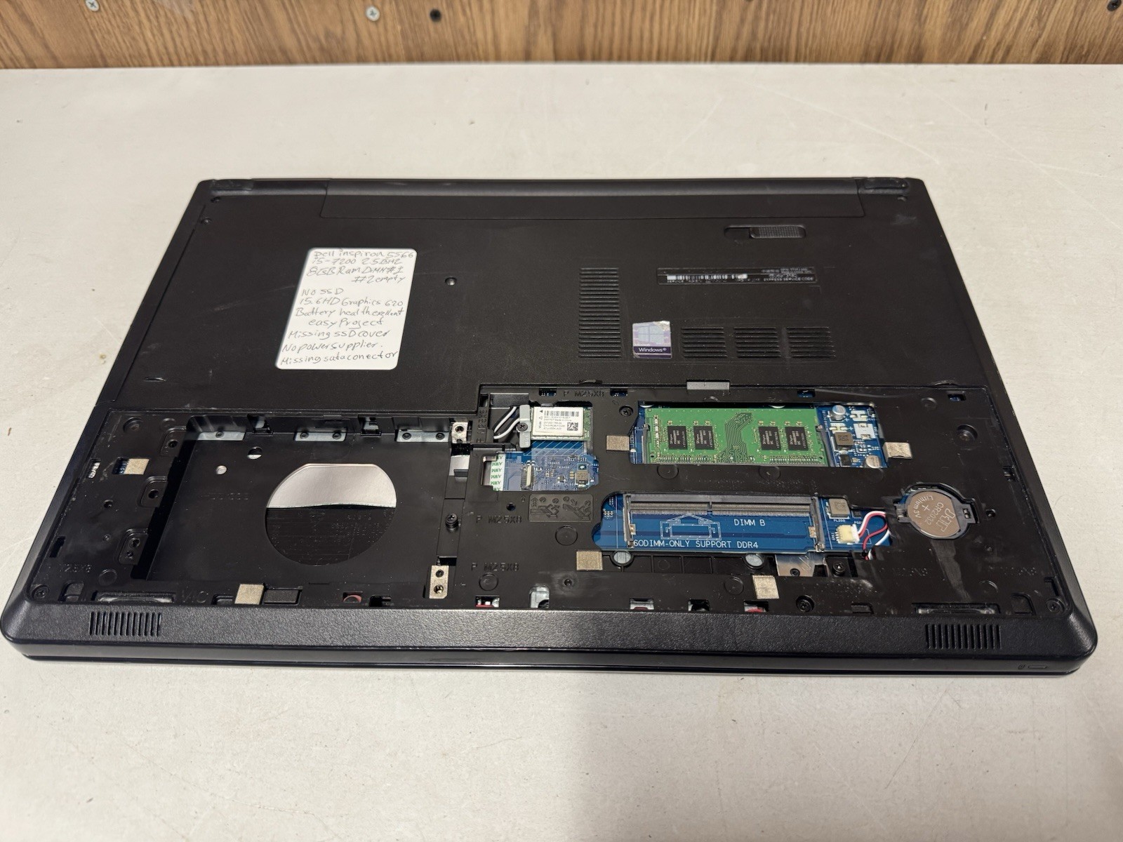 Dell Inspiron 5566 i5-7200U 2.5GHz 8GB RAM No SSD Battery Excellent AS-IS
