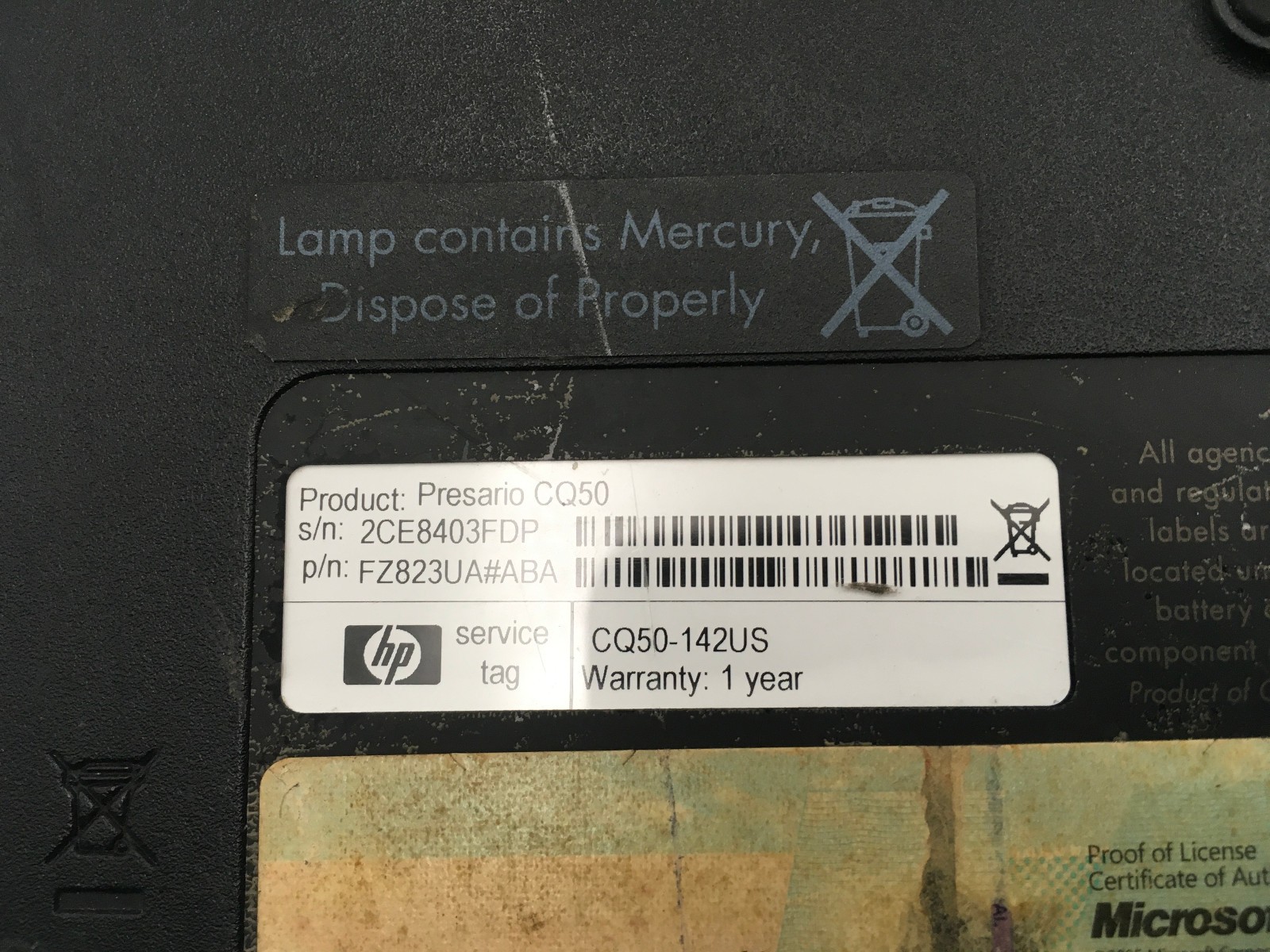HP COMPAQ PRESARIO CQ50 – BOOTS TO BIOS – INTEL PENTIUM T3200 – 3GB RAM -READ-BB