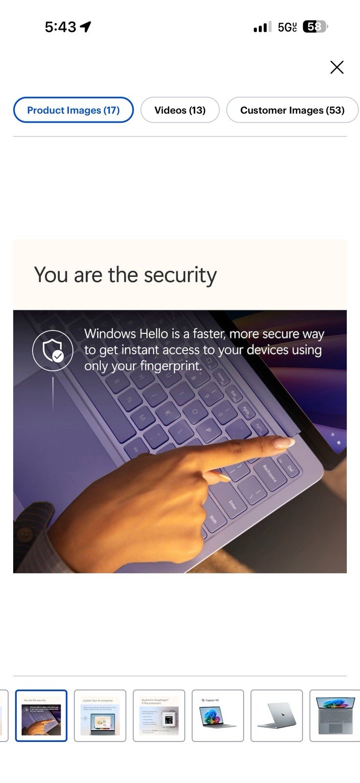 Microsoft Surface Laptop 13″ Snapdragon X Plus 16GB 512GB Touch, Ocean 2025