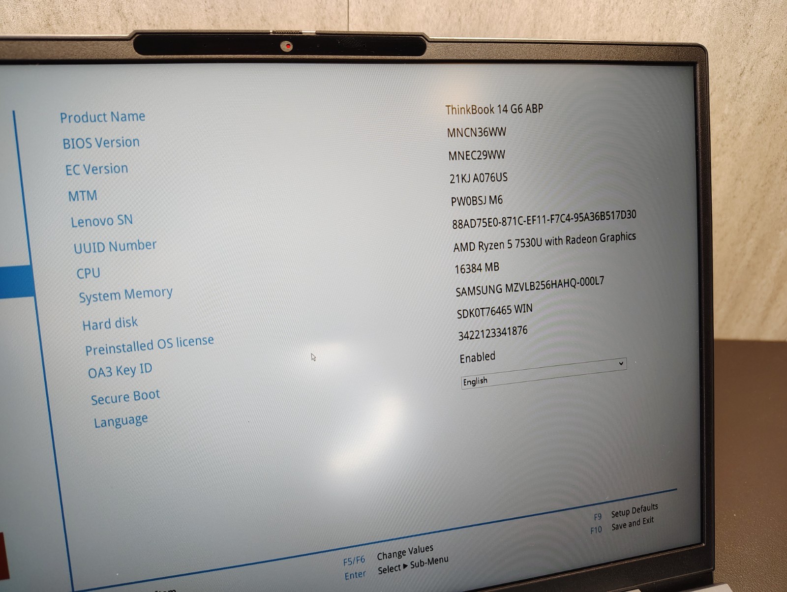 Lenovo ThinkBook 14 G6 ABP FHD+ Ryzen 5 7530U 16GB 256GB Very Good- Non-Touch