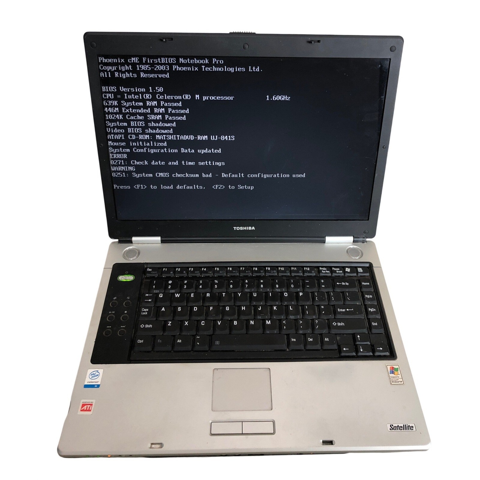 Toshiba Satellite M45-S169 Laptop Intel Powers On NO Hard Drive Parts Repairs