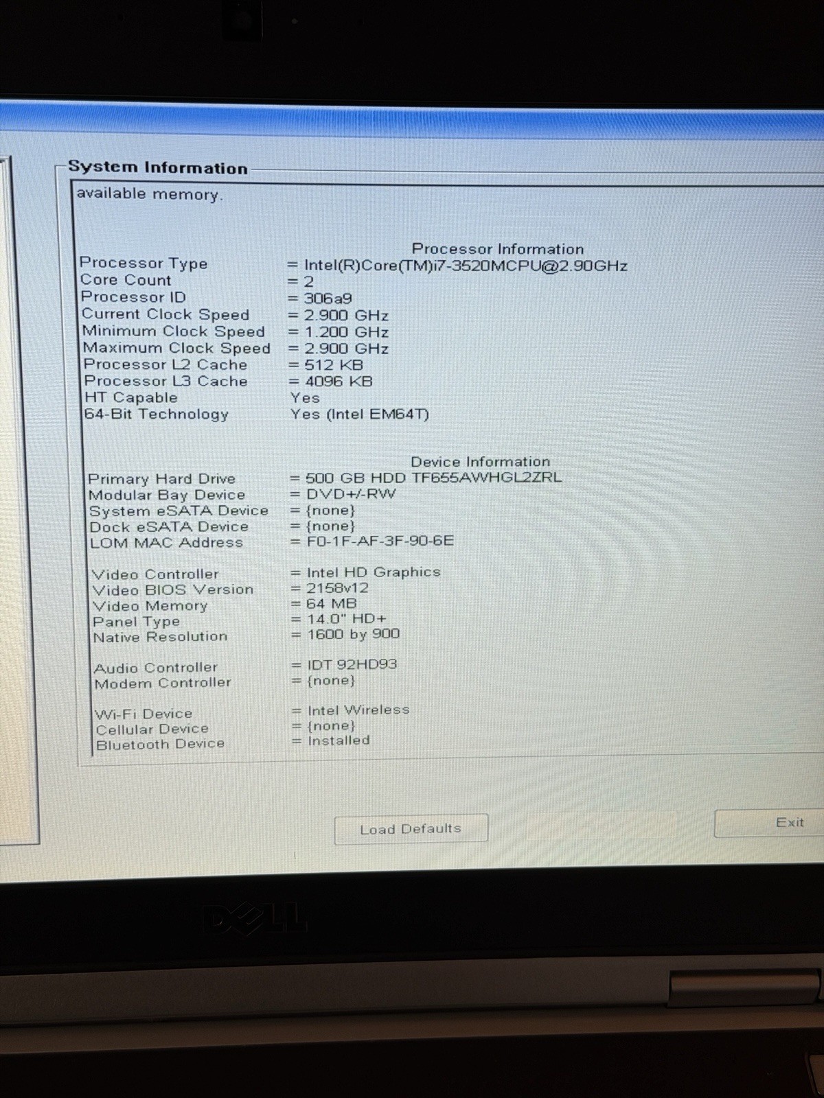 Dell Latitude E6430 Core i7-3520M 8GB RAM, 500 HDD, No Charger
