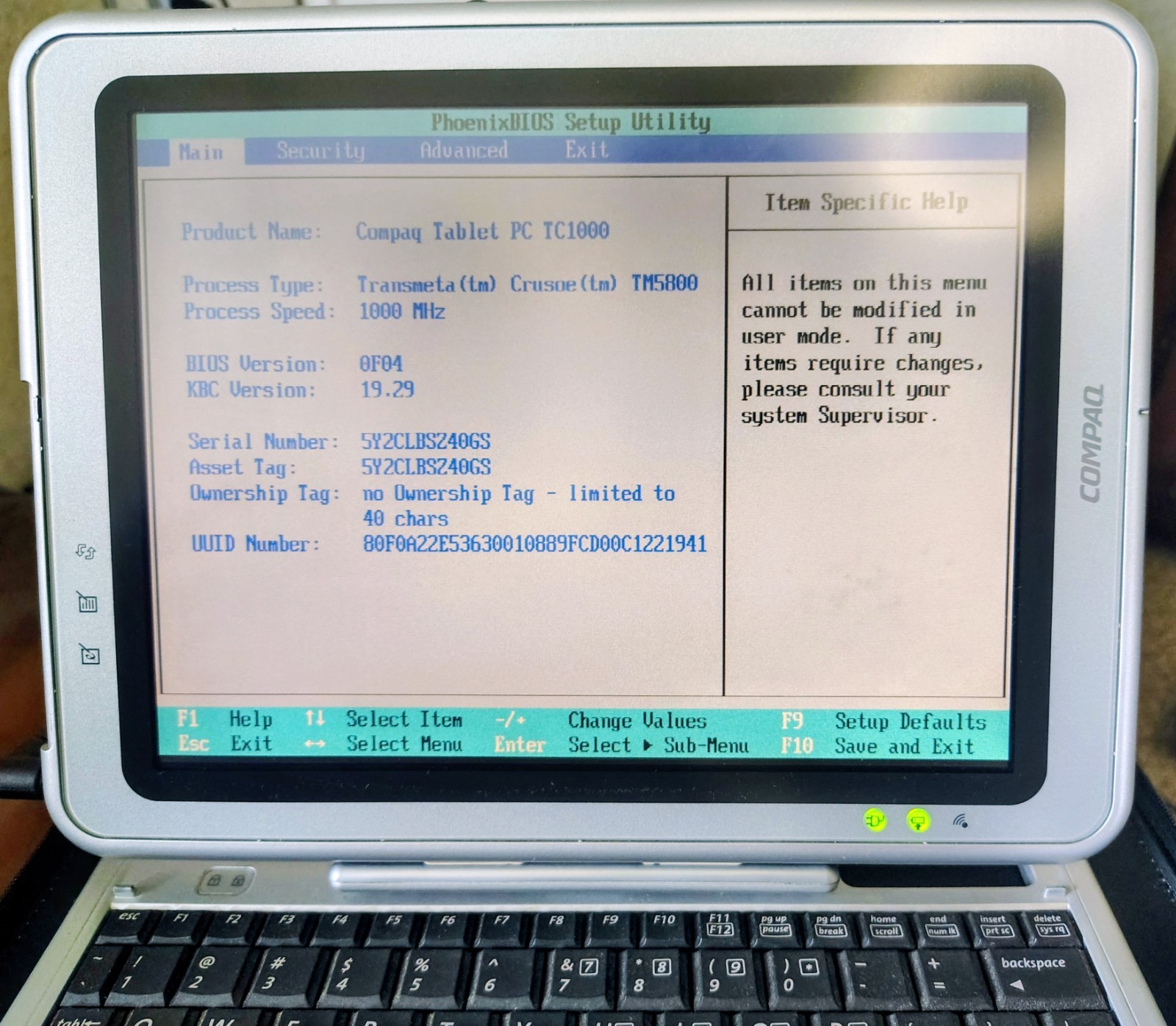 Compaq Tablet PC TC1000 10.4″ HD, 256MB RAM No Hard Drive No OS