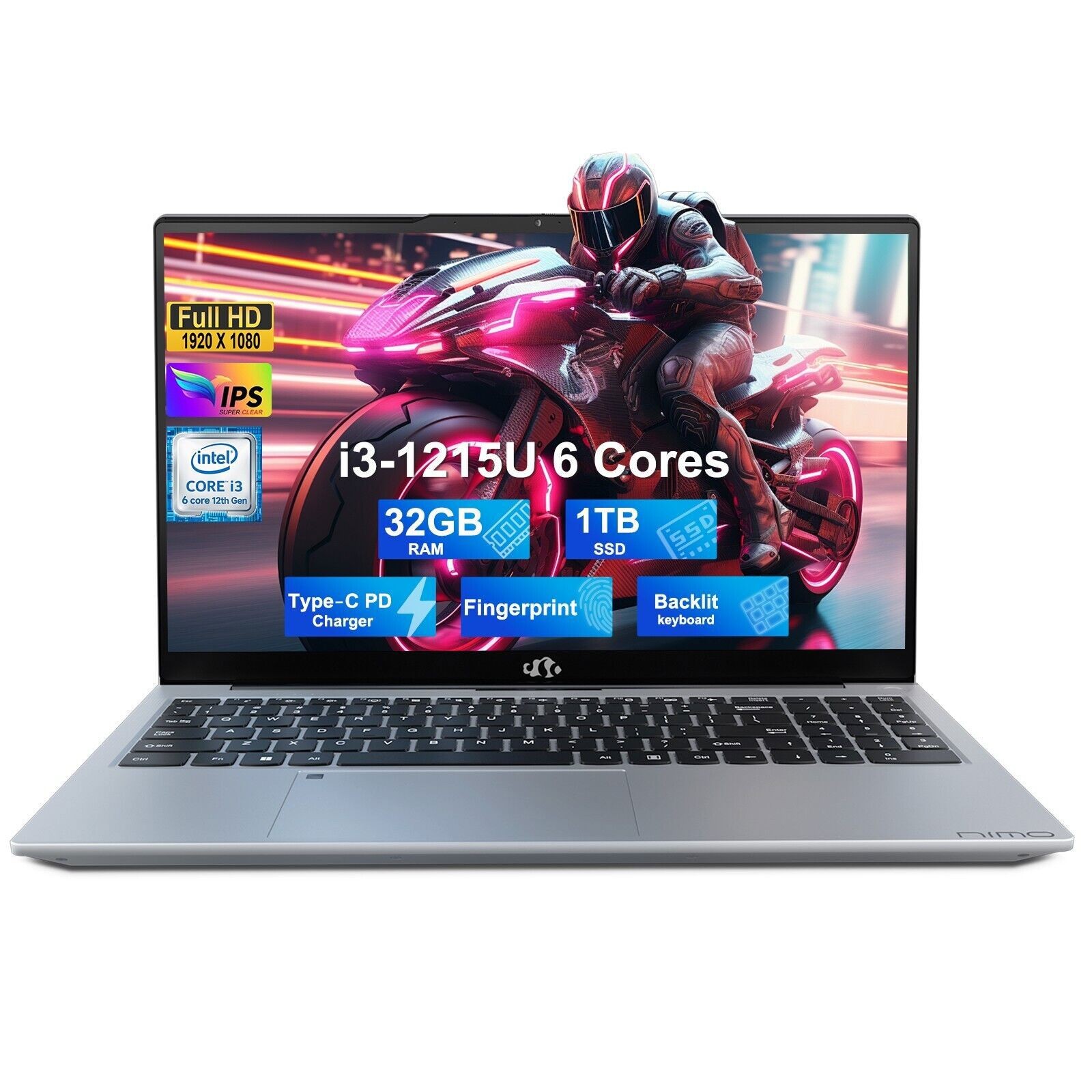 NIMO 15.6 FHD IPS Business-Laptop 32GB RAM 1TB SSD 12th Gen Intel Core i3-1215U