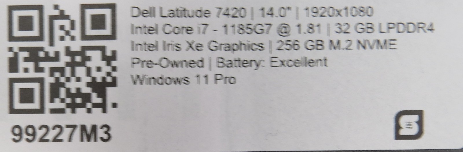Dell Latitude 7420 i7-1185G7 @ 1.80GHz 32GB DDR4 256GB m2 Win11 Pro