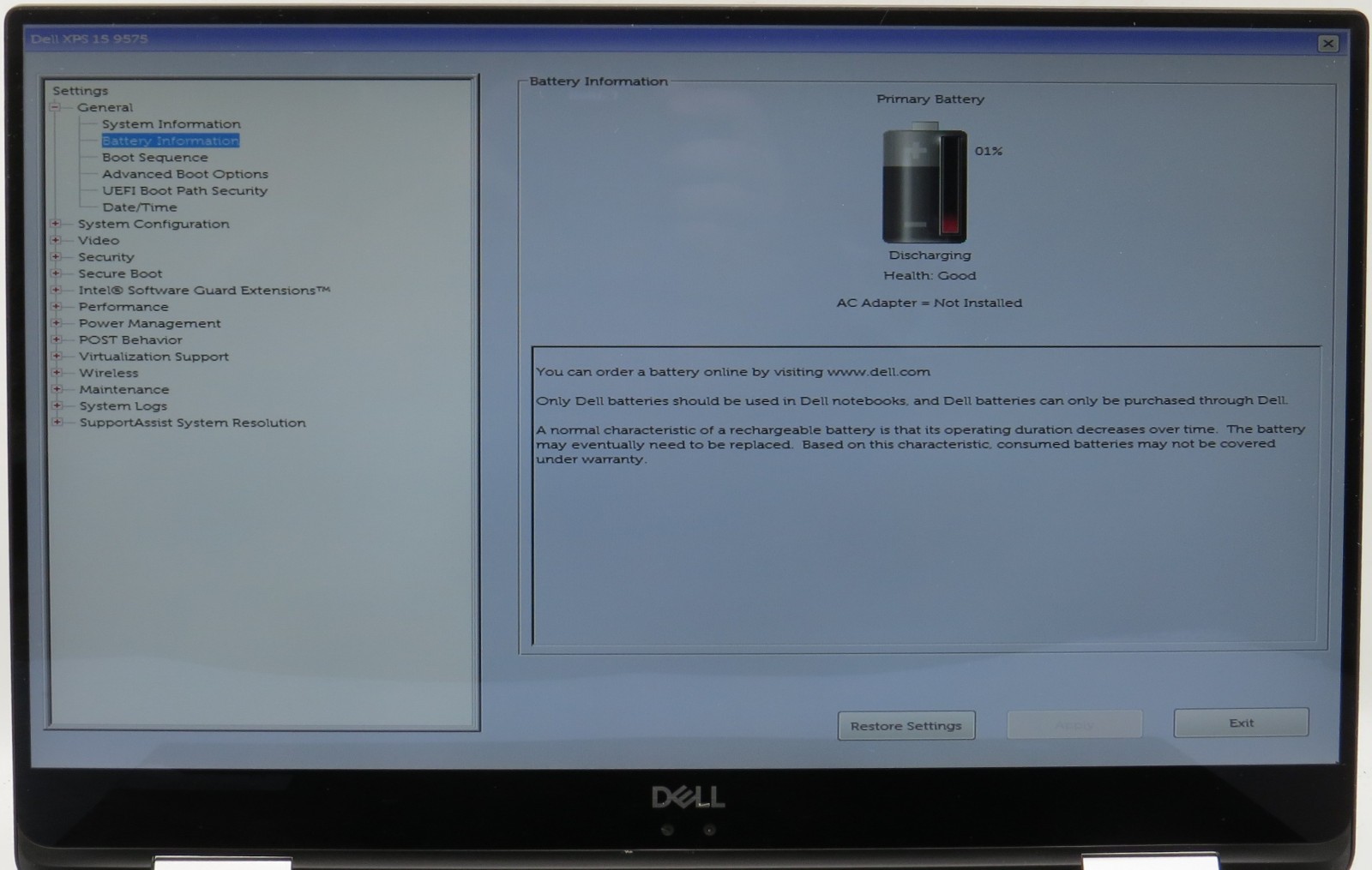 Dell XPS 15 9575 Touch 2in1 i7-8705G 16GB RAM 256GB SSD Radeon Vega No OS