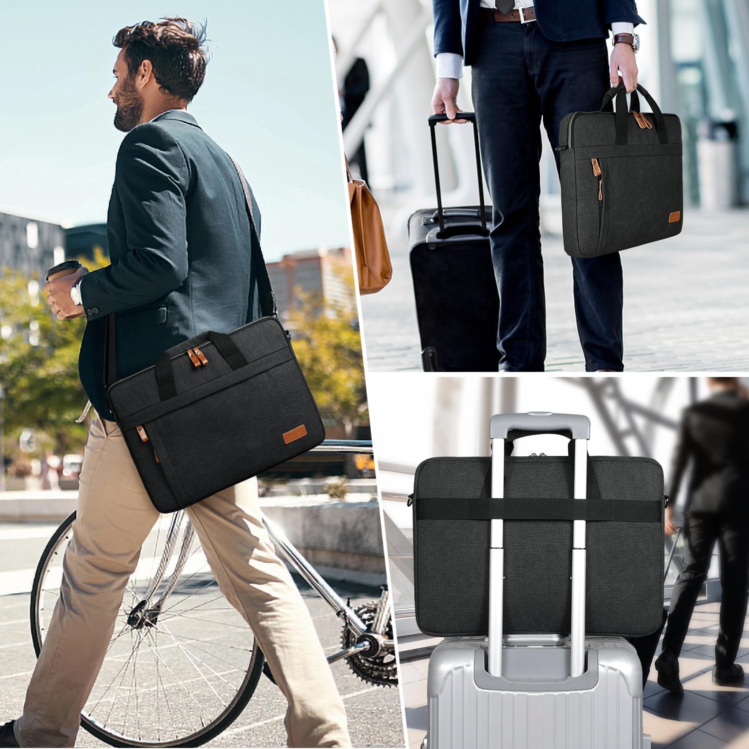 Laptop Bag 17-17.3 Inch, Water-resistant Canvas Laptop Case Slim Laptop Sleeve