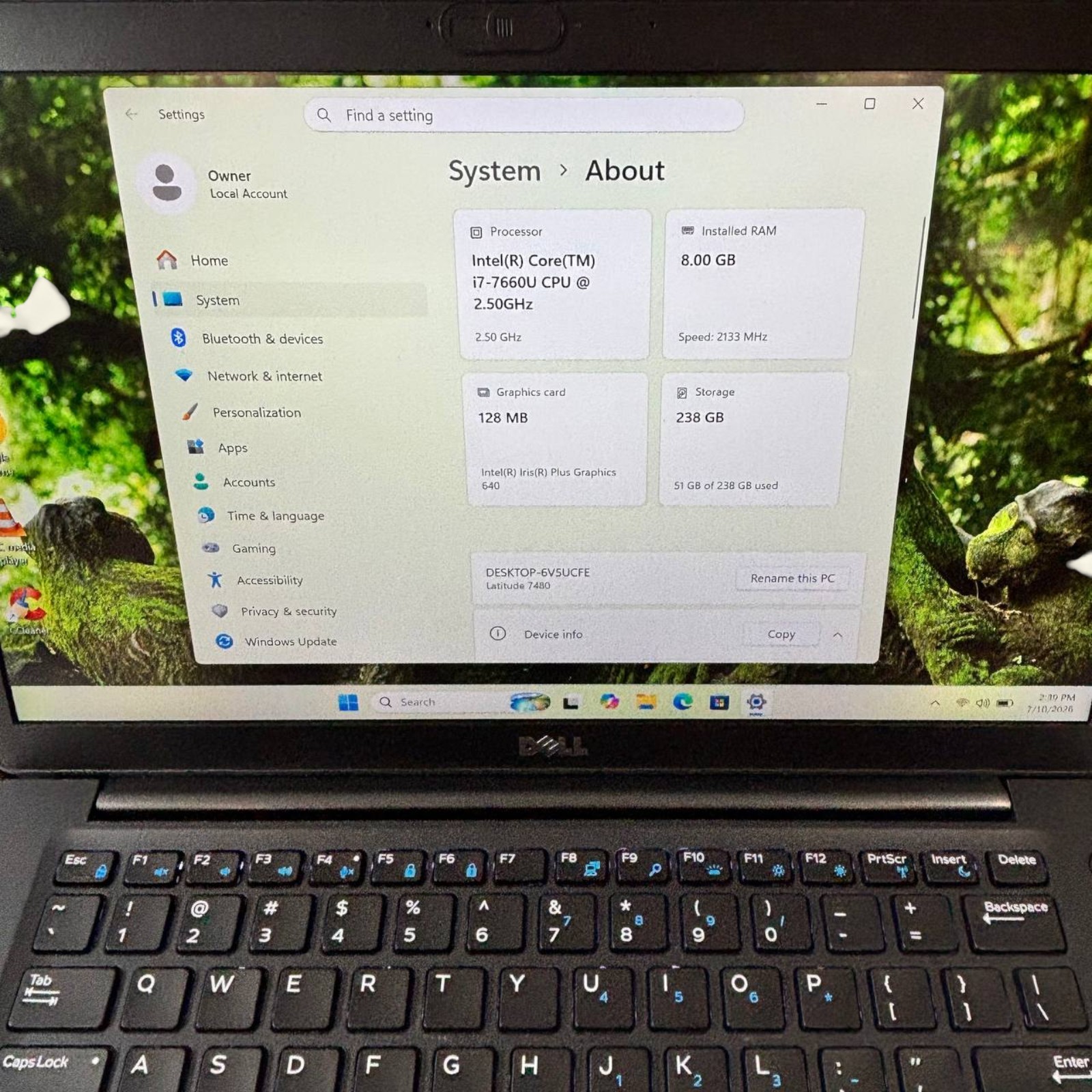Dell Latitude 7480 – Intel i7-7660U, 8GB RAM, 256GB SSD – Win-11 #167