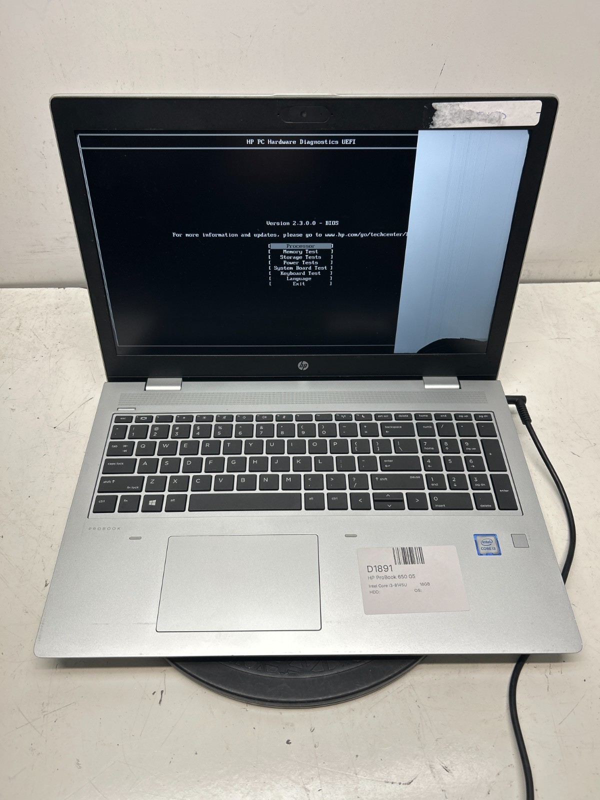 HP ProBook 650 G5 Intel Core i3-8145U 16GB NO HDD READ