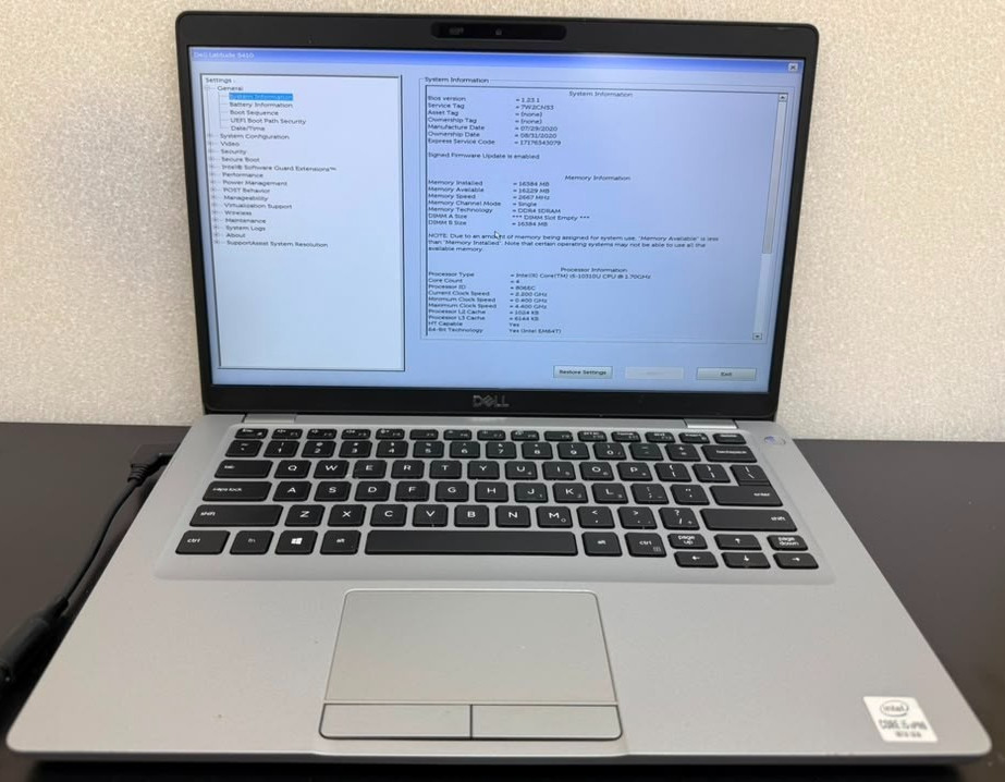 Dell Latitude 5410 Core i5-10310U 14″No SSD No RAM Missing Batt
