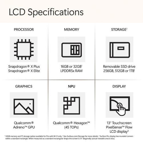 Microsoft Surface Pro Copilot+ PC Touchscreen 13 OLED Snapdragon X Elite Proces