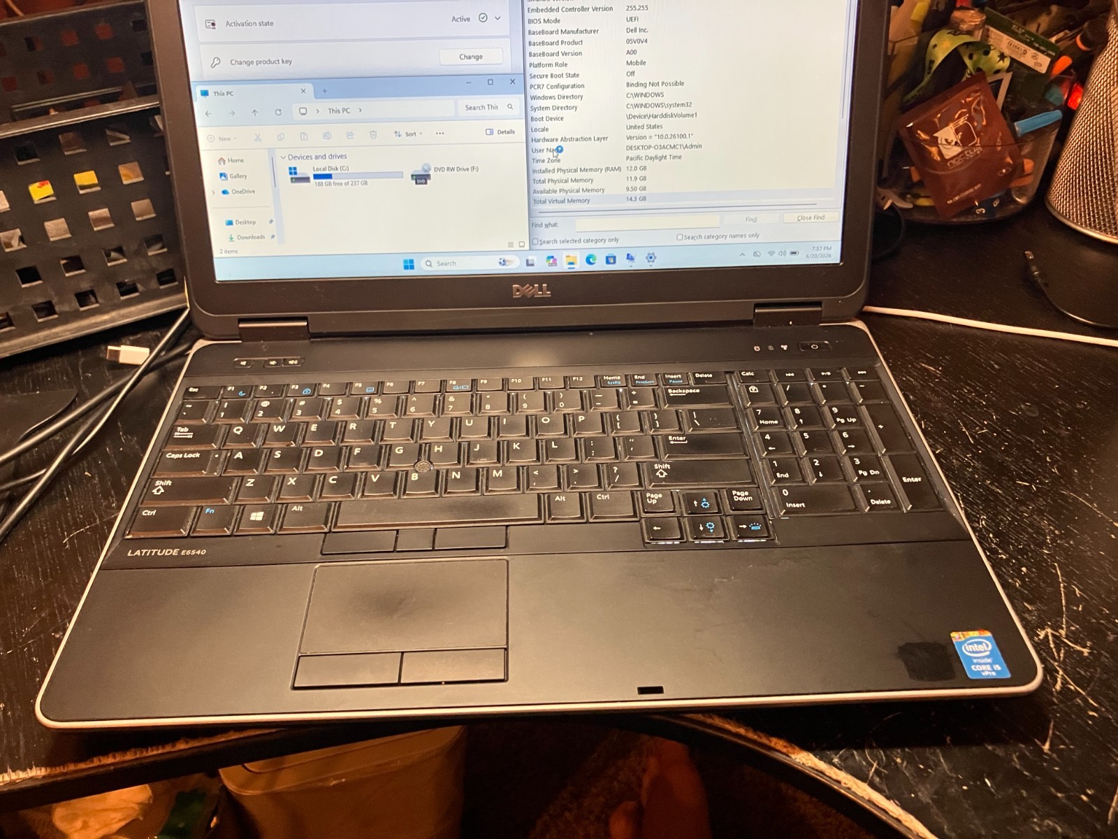 Dell Latitude E6540 15.6″ Laptop i5 2.7GHz 12GB RAM 240GB SSD Win 11 Pro Wifi HD