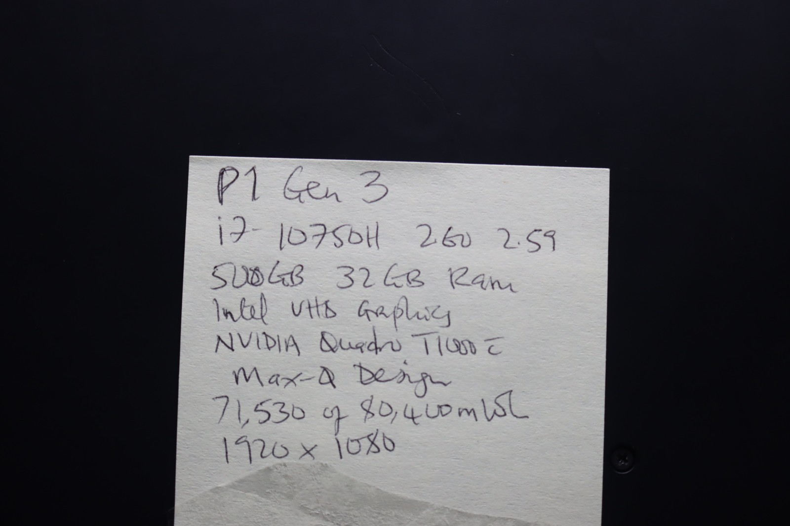 Lenovo ThinkPad P1 Gen 3 i7-10750H 32GB RAM 512GB SSD NVIDIA Quadro T1000
