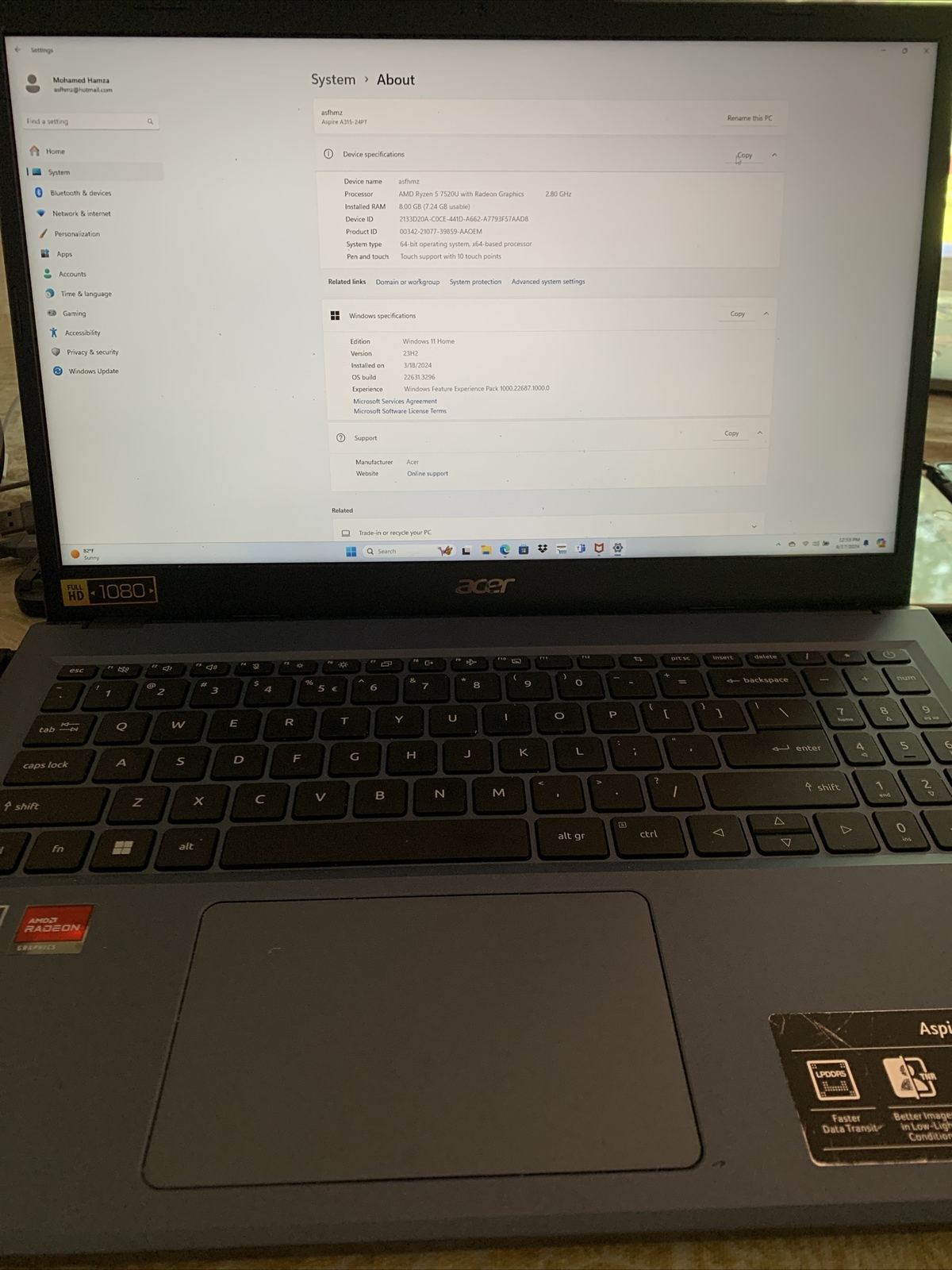 Acer Aspire 3 15″ N23C3 Blue Laptop Used With Charger