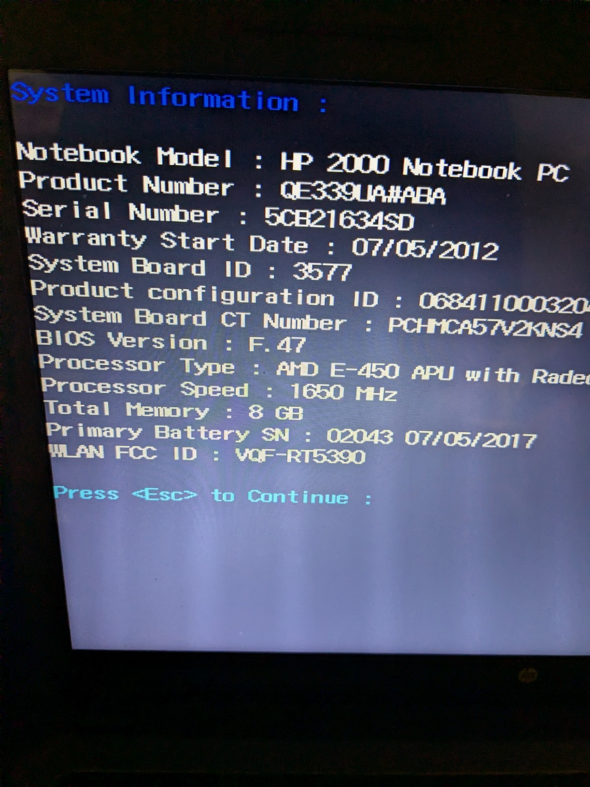 HP 2000 Notebook Laptop 15″ AMD E-450 1.65GHz 8GB RAM Win 7 Black